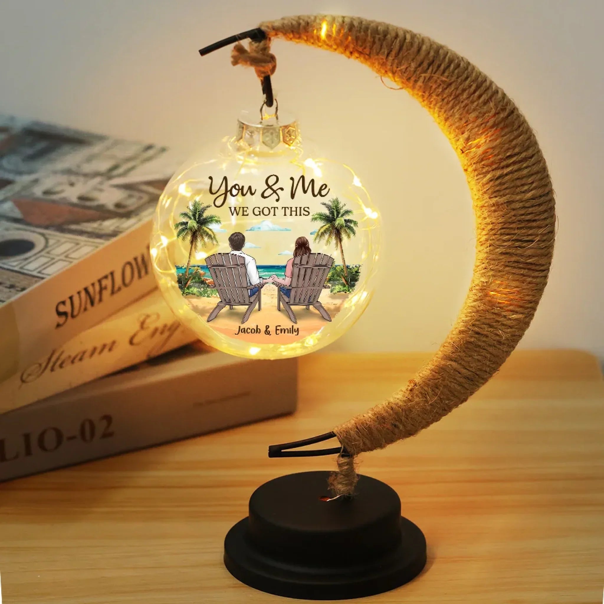 Two Souls, One Love, Forever Intertwined - Couple Personalized Custom Moon Lamp Light - Gift For Husband Wife, Anniversary