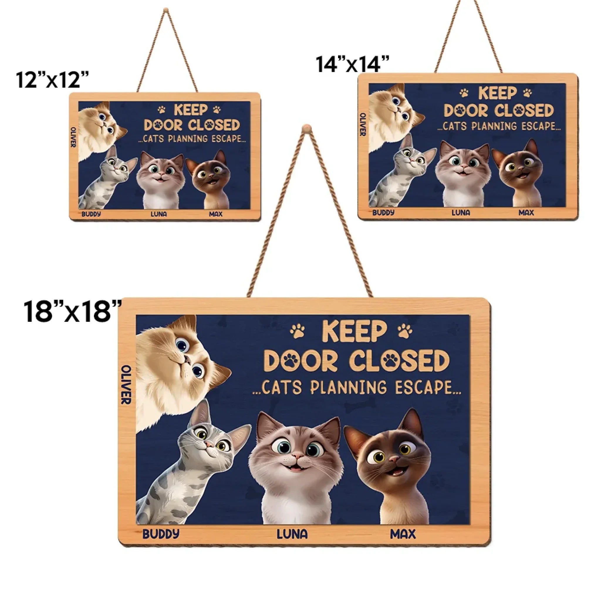 Fluffy Paws, Happy Home - Dog & Cat Personalized Custom Home Decor Wood Sign - House Warming Gift For Pet Owners, Pet Lovers