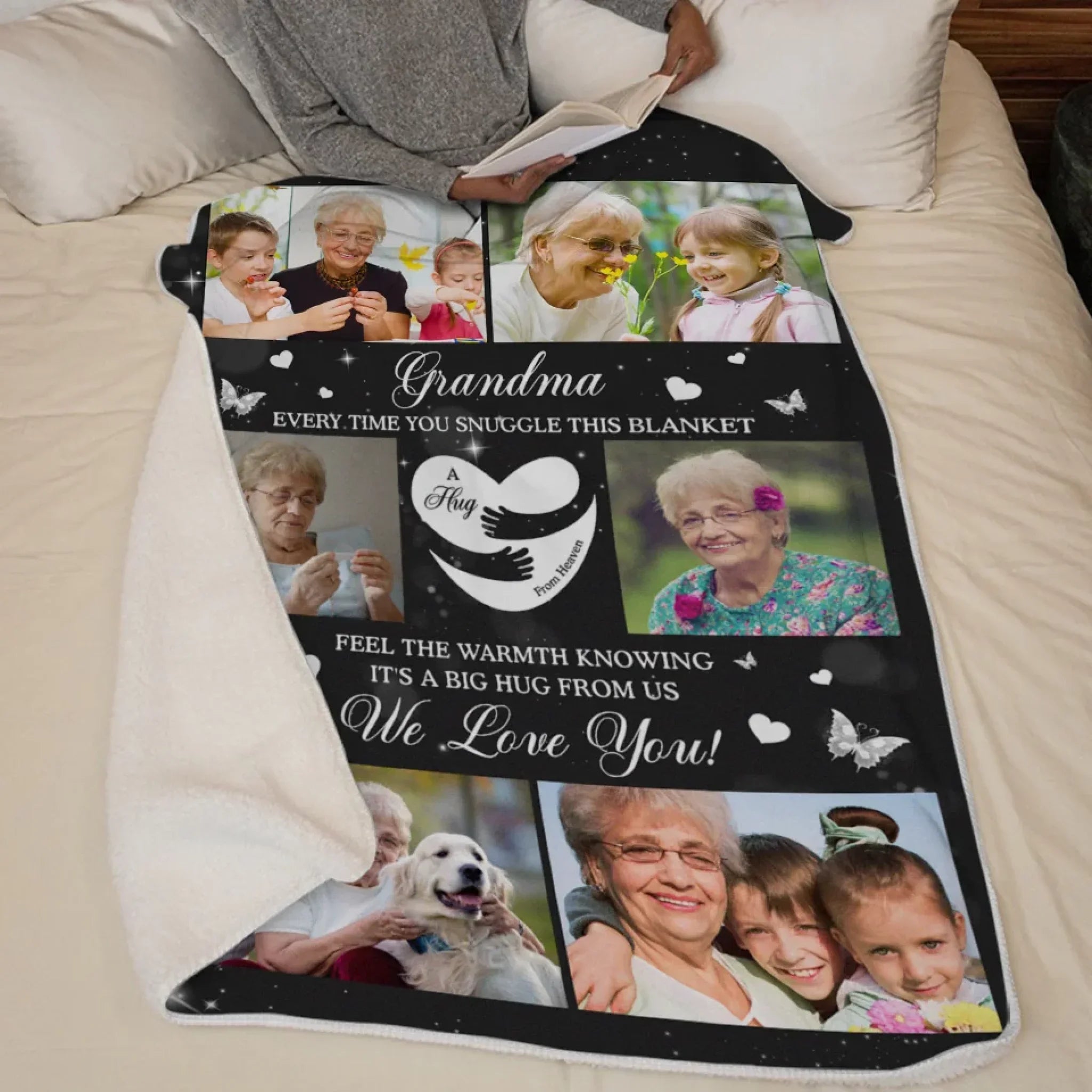 Custom Photo Feel The Warmth Of Grandma - Family Personalized Custom Blanket - Gift For Mom, Grandma