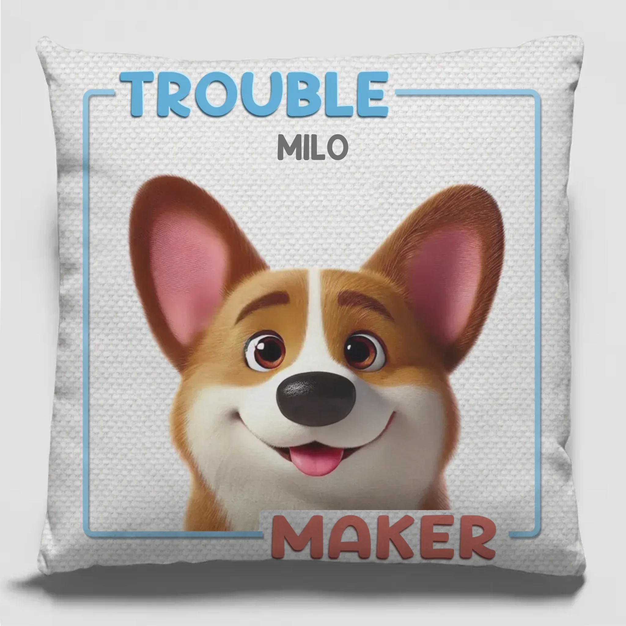 Double Trouble, Powered By Paws - Dog & Cat Personalized Custom Pillow - Gift For Pet Owners, Pet Lovers