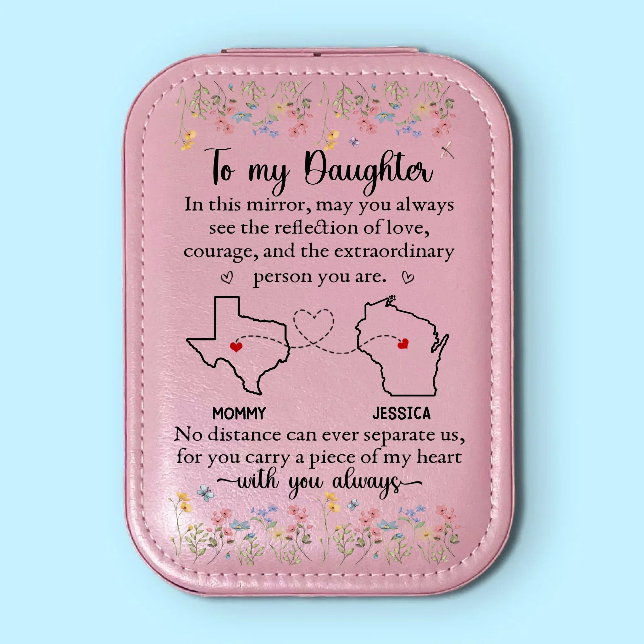 The Reflection Of Love - Family Personalized Custom Jewelry Box LED Makeup - Gift For Mom, Daughter