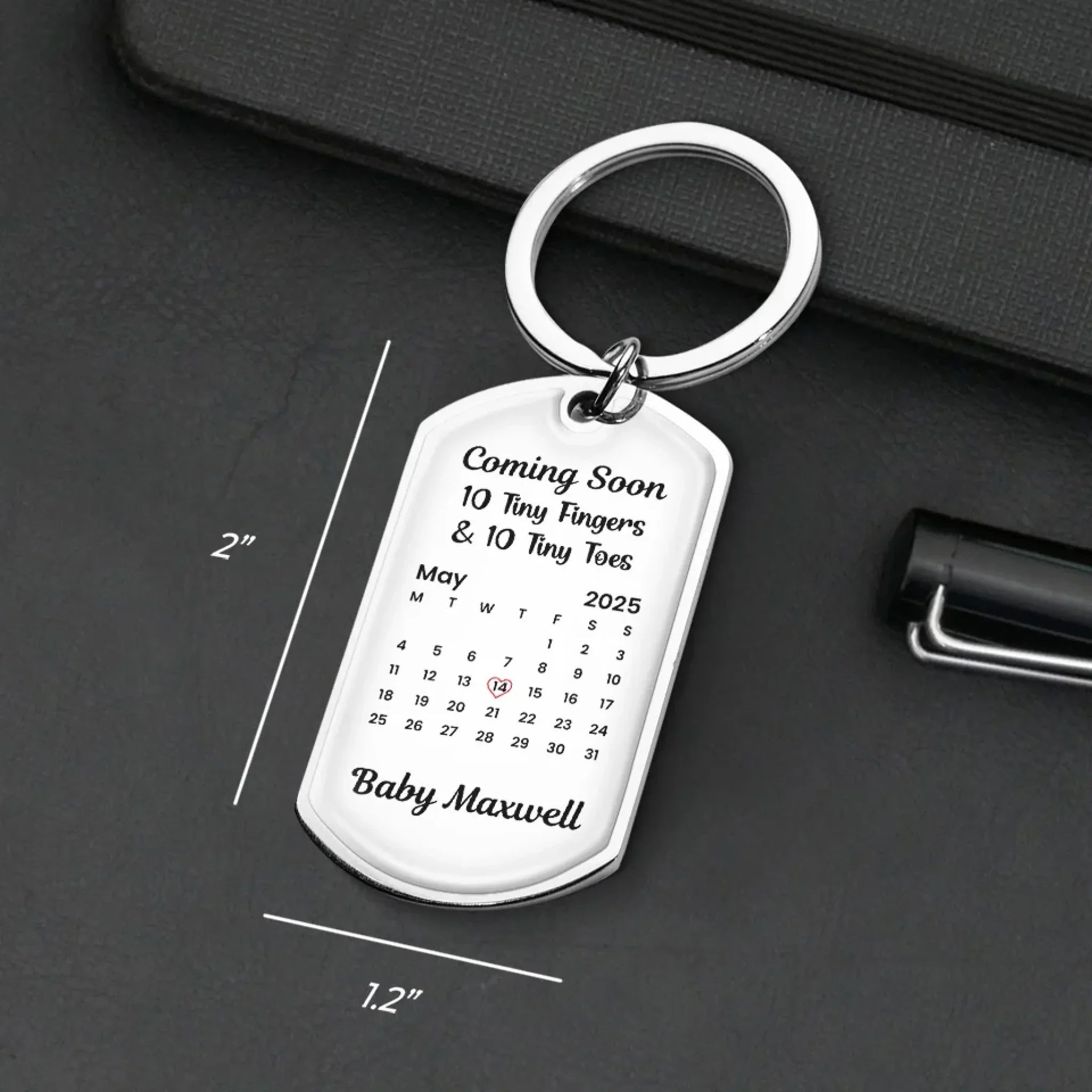 Custom Photo Waiting For The Sweetest Hello - Family Personalized Custom Keychain - Mother's Day, Baby Shower Gift, Gift For First Mom