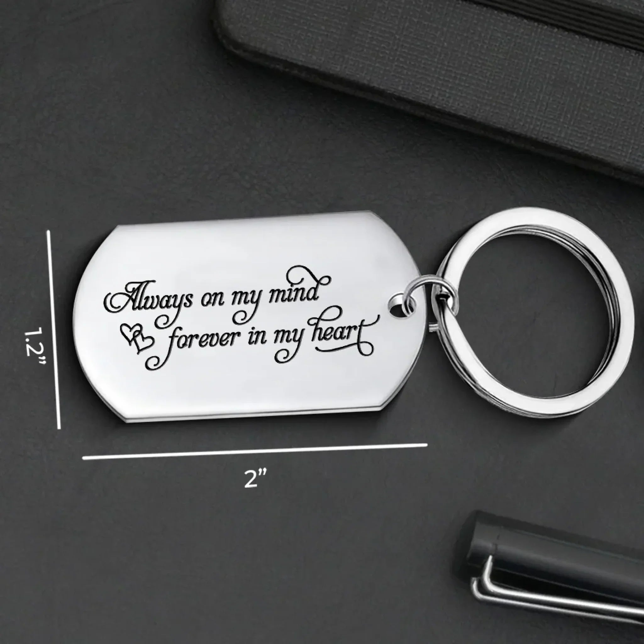 Always On My Mind, Forever In My Heart - Memorial Personalized Custom Keychain - Sympathy Gift For Family Members