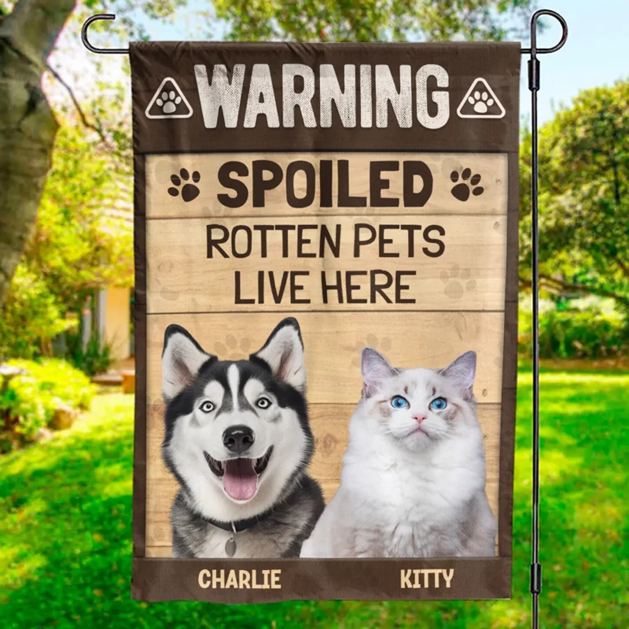 Custom Photo Happiness Is A Wagging Tail - Dog & Cat Personalized Custom Flag - Gift For Pet Owners, Pet Lovers