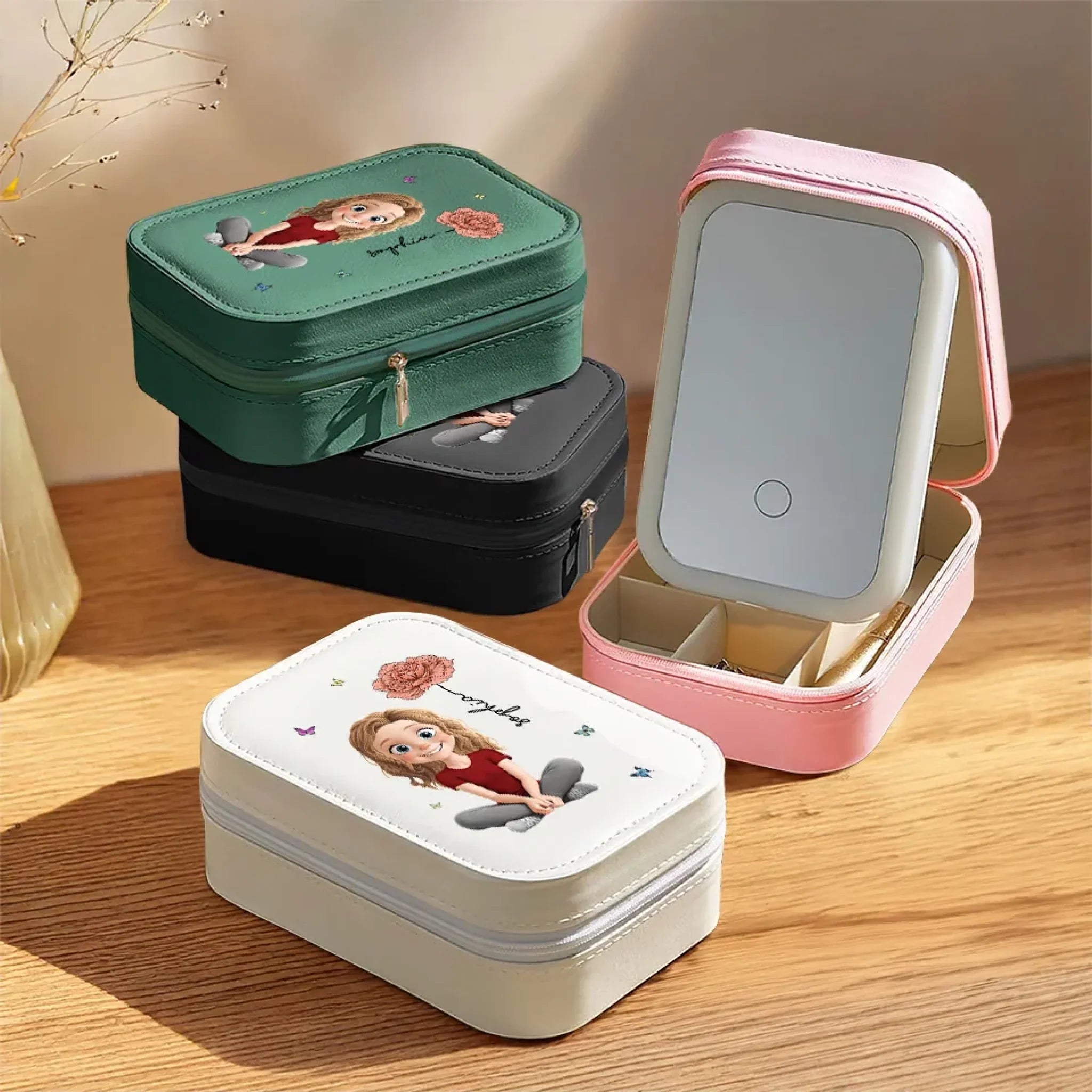 Bloom In Your Own Time - Family Personalized Custom Jewelry Box LED Makeup - Gift For Yourself, Best Friends, Siblings, Family Members