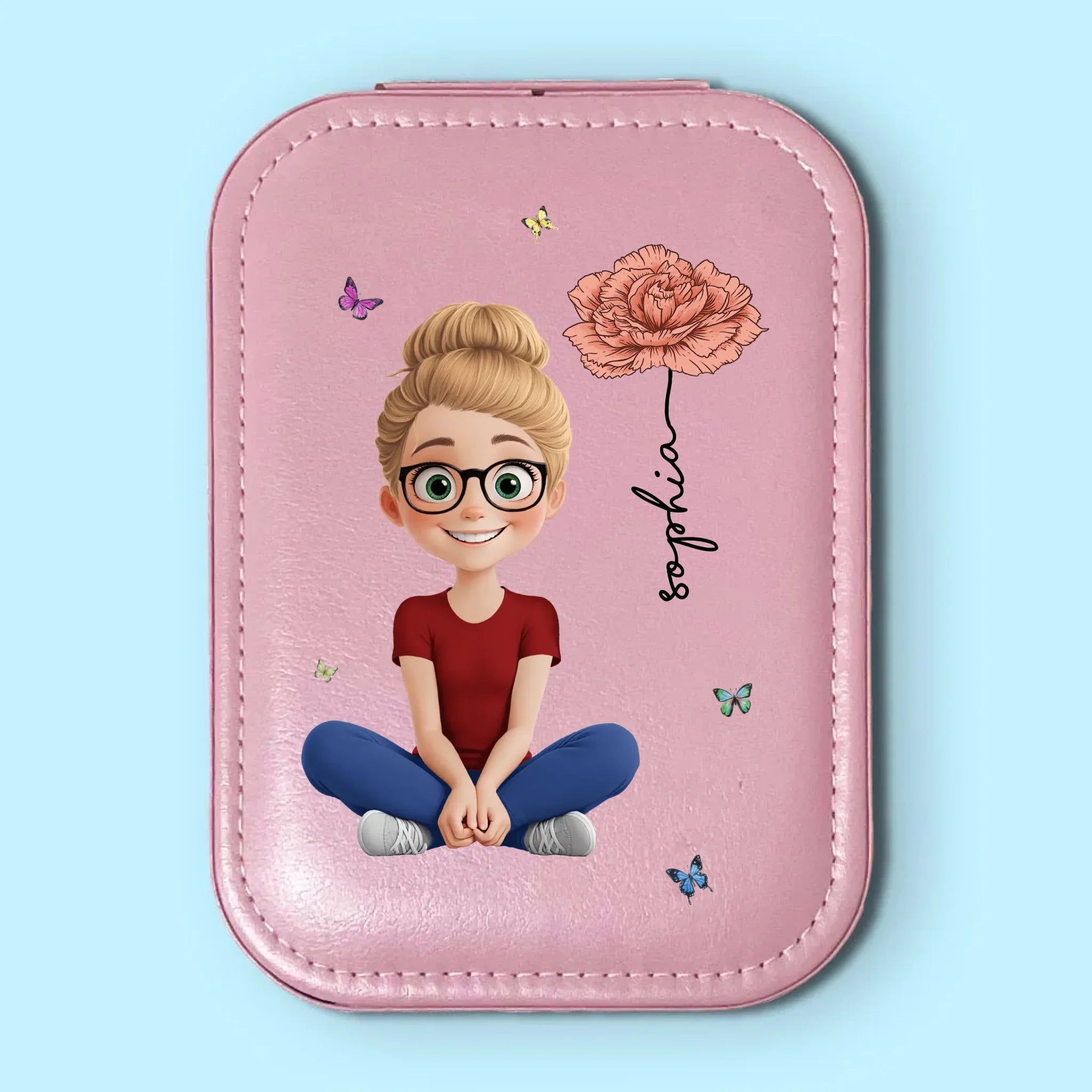 Bloom In Your Own Time - Family Personalized Custom Jewelry Box LED Makeup - Gift For Yourself, Best Friends, Siblings, Family Members