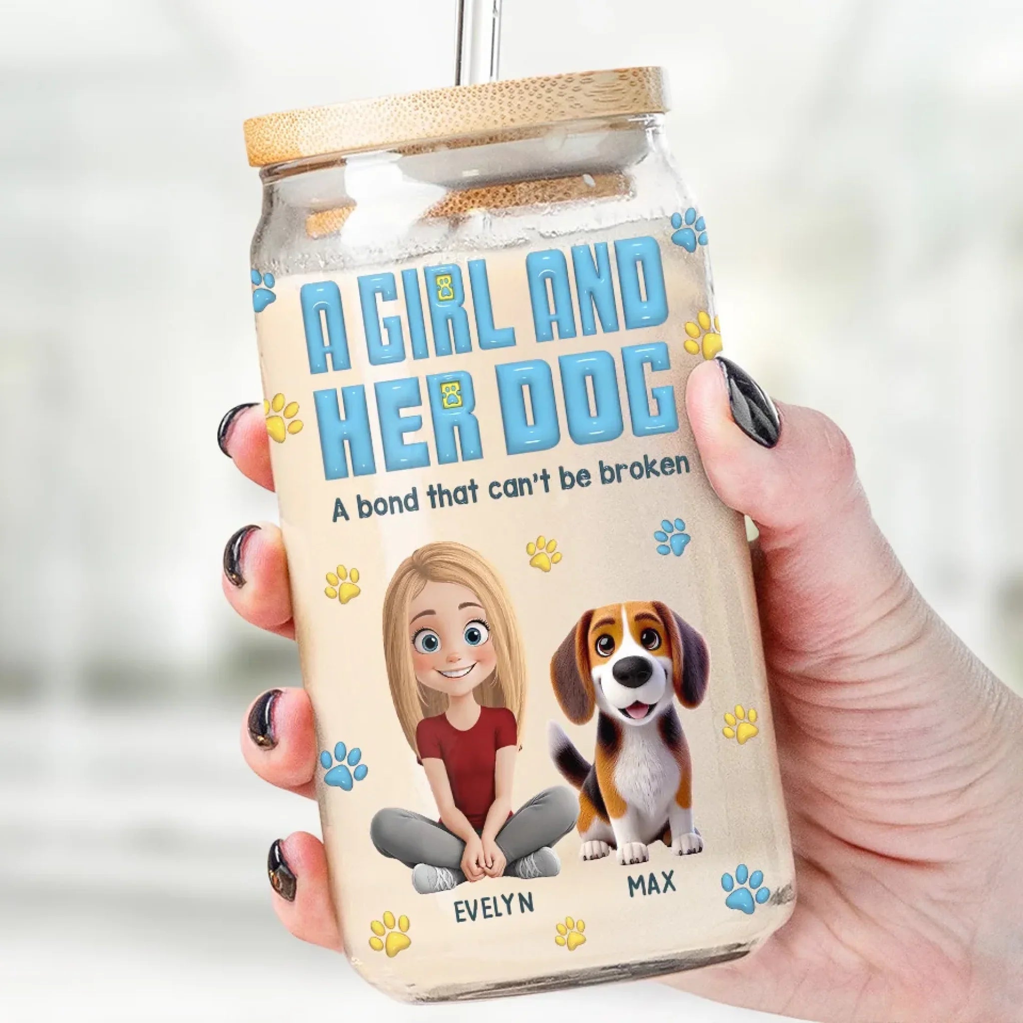 Best Friends Furever - Dog Personalized Custom Glass Cup, Iced Coffee Cup - Gift For Pet Owners, Pet Lovers