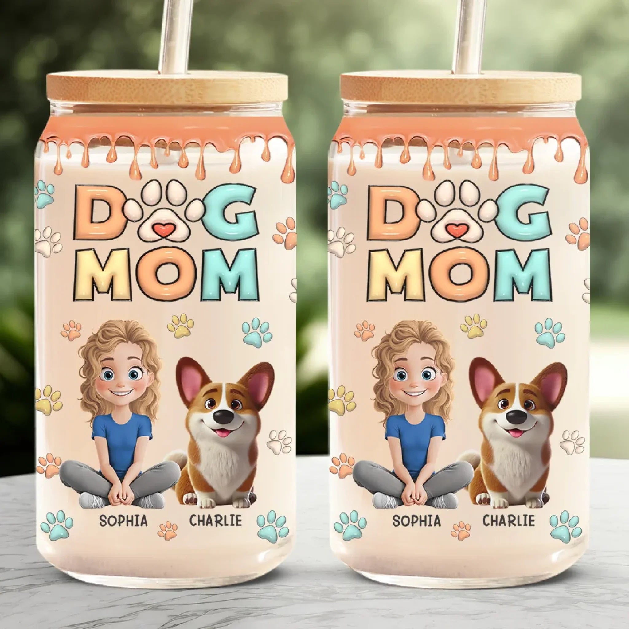 A Fur Mom’s Love Is Forever - Dog & Cat Personalized Custom Glass Cup, Iced Coffee Cup - Gift For Pet Owners, Pet Lovers