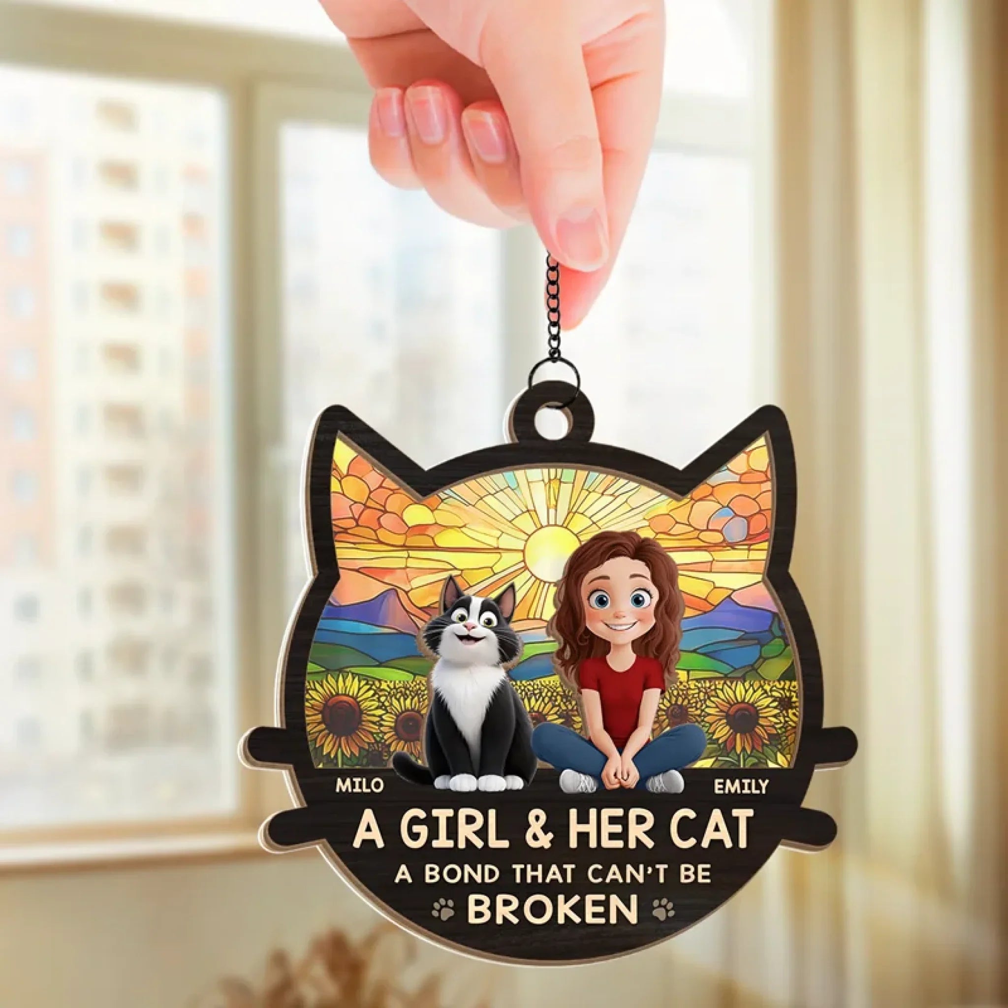 A Love That Shines Forever - Cat Personalized Window Hanging Suncatcher Ornament - Gift For Pet Owners, Pet Lovers