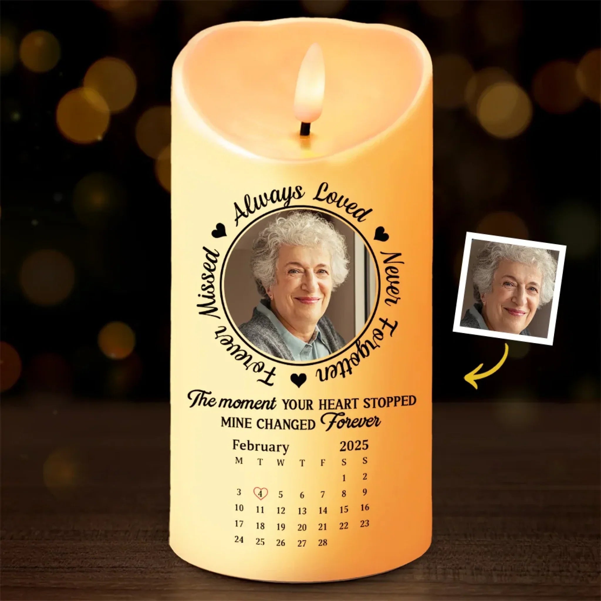 Custom Photo Your Loved One Is Now Your Guardian Angel - Memorial Personalized Custom LED Candle - Sympathy Gift For Family Members
