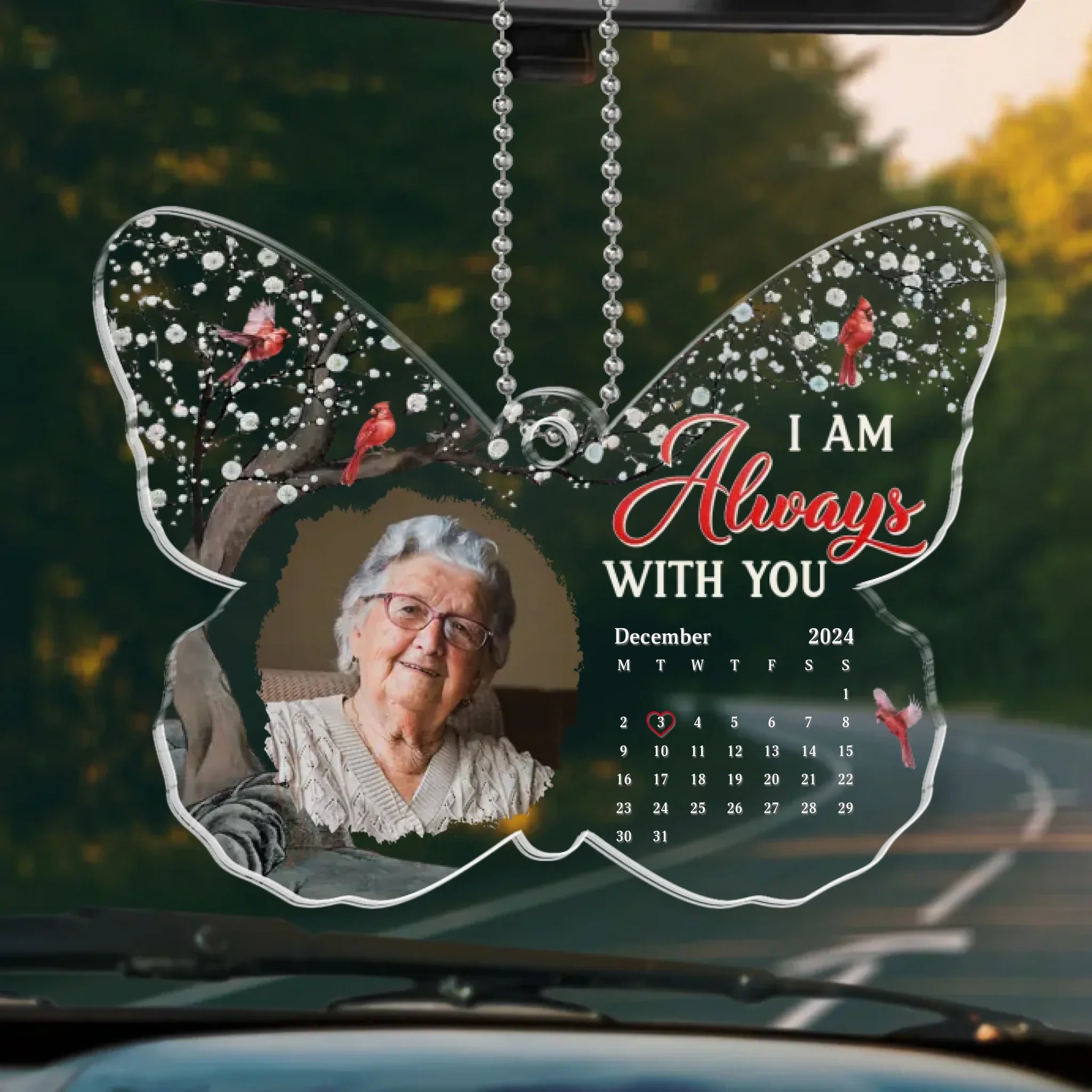 Custom Photo A Love So Strong Never Truly Leaves - Memorial Personalized Custom Car Ornament - Acrylic Custom Shaped - Sympathy Gift For Family Members