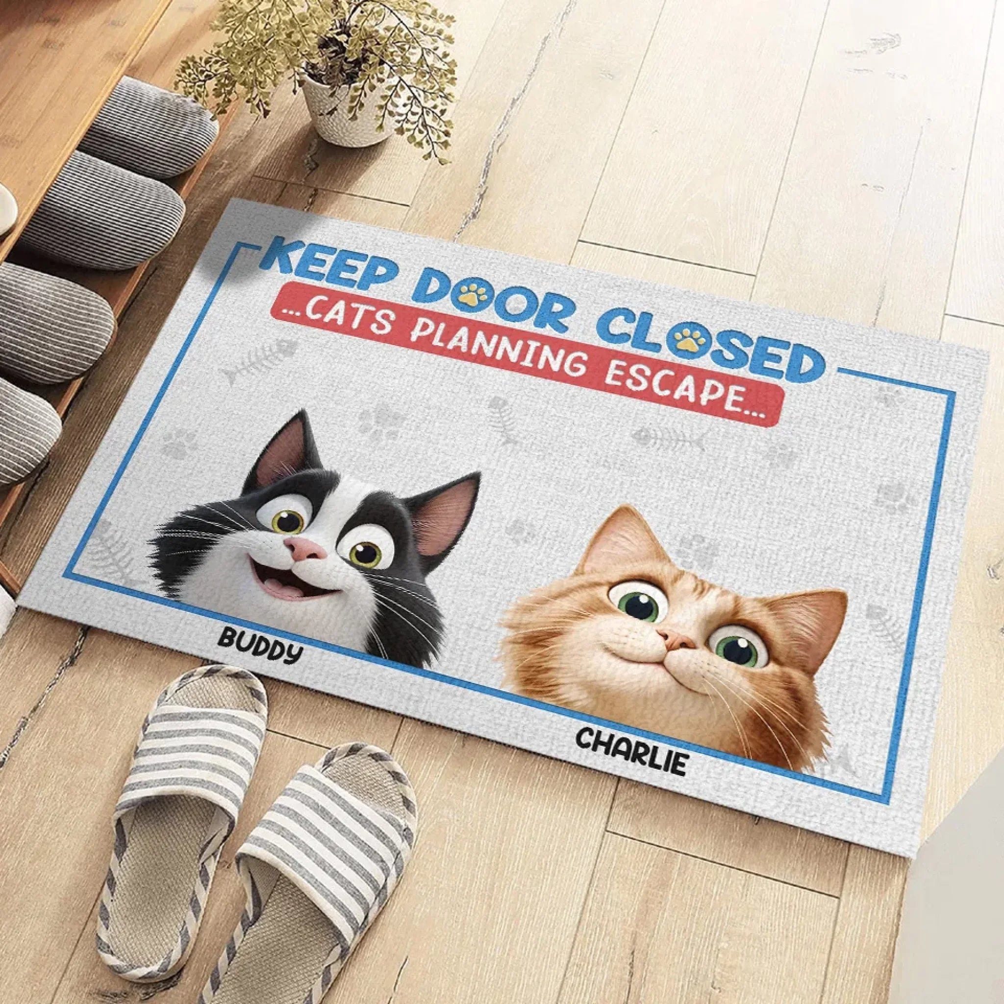 Keep Door Closed, Cat Thinks It’s A Secret Mission - Cat Personalized Custom Home Decor Decorative Mat - House Warming Gift For Pet Owners, Pet Lovers