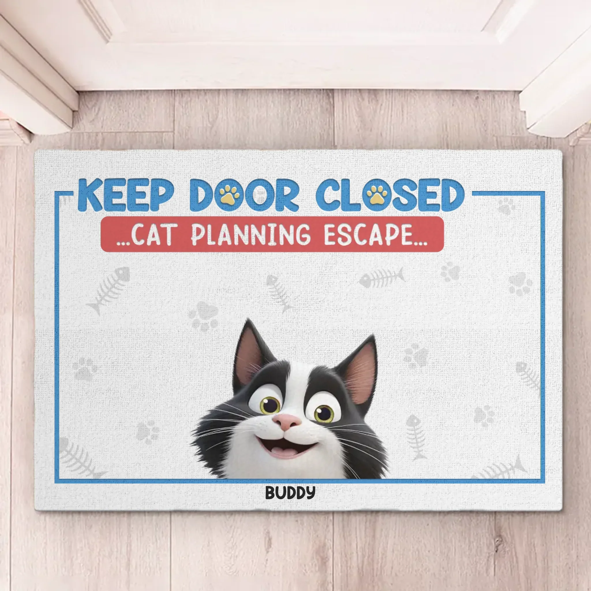 Keep Door Closed, Cat Thinks It’s A Secret Mission - Cat Personalized Custom Home Decor Decorative Mat - House Warming Gift For Pet Owners, Pet Lovers