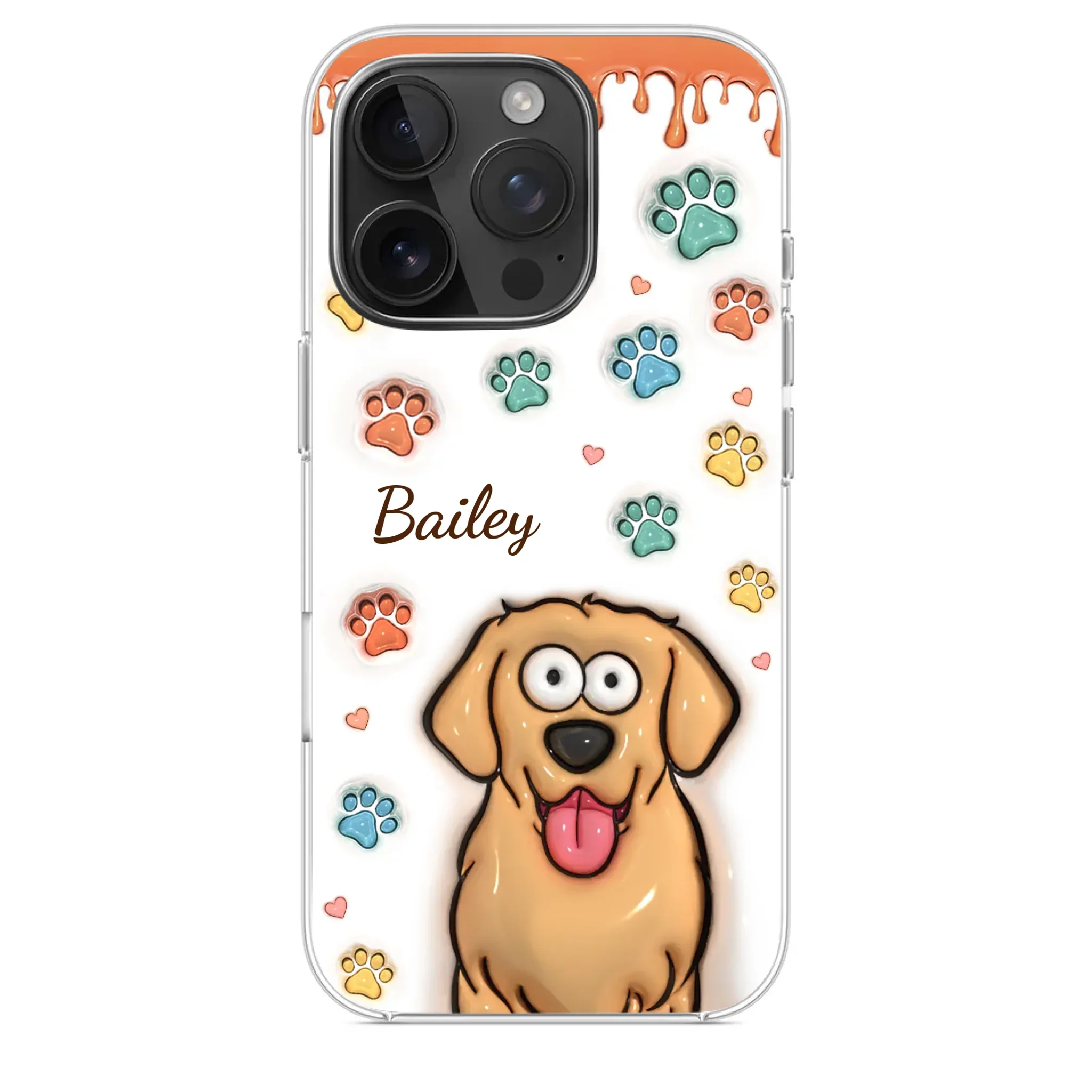 Four Paws, One Heart - Dog & Cat Personalized Custom 3D Inflated Effect Printed Clear Phone Case - Gift For Pet Owners, Pet Lovers