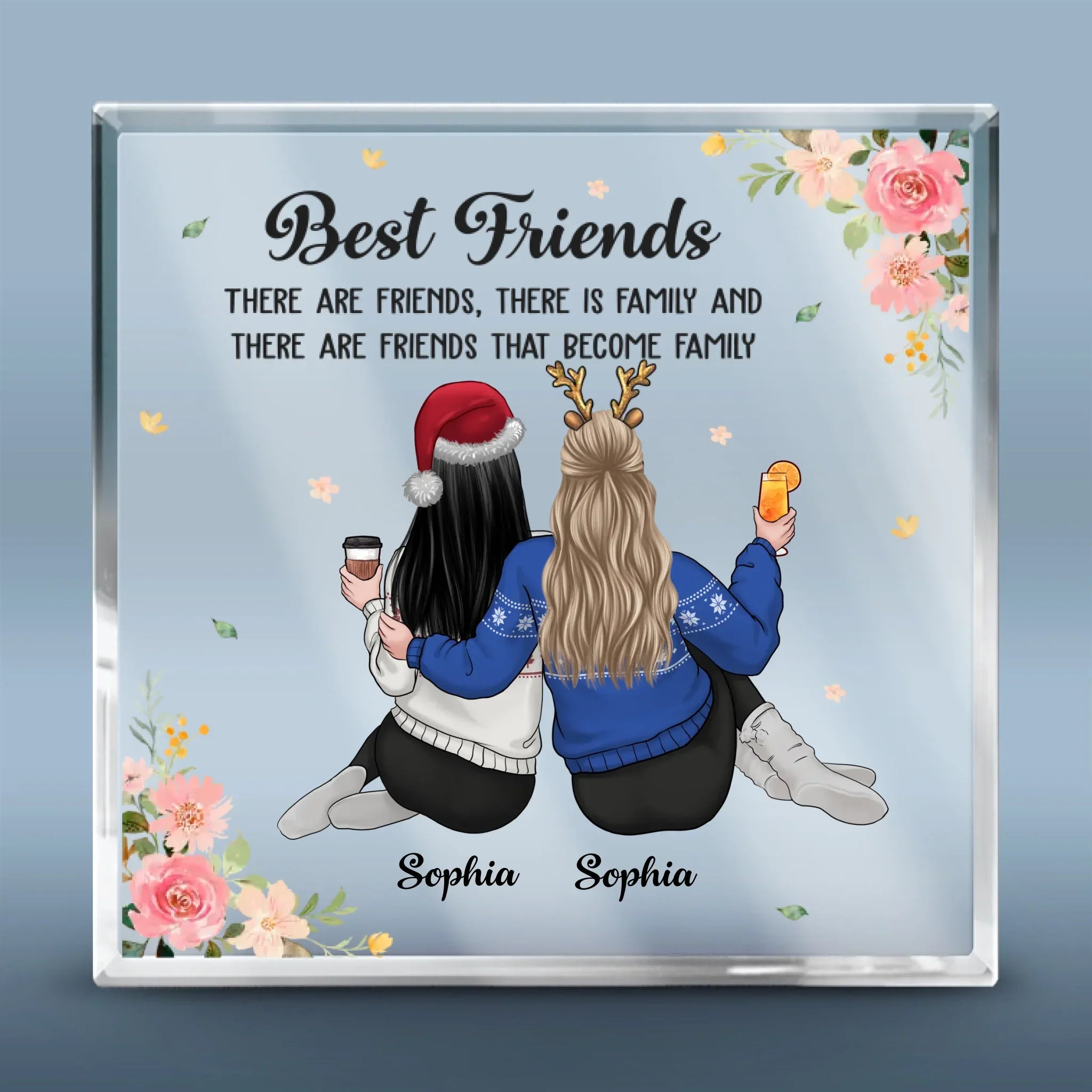 Friends Who Slay Together, Stay Together - Bestie Personalized Custom Square Shaped Acrylic Plaque - Christmas Gift For Best Friends, BFF, Sisters