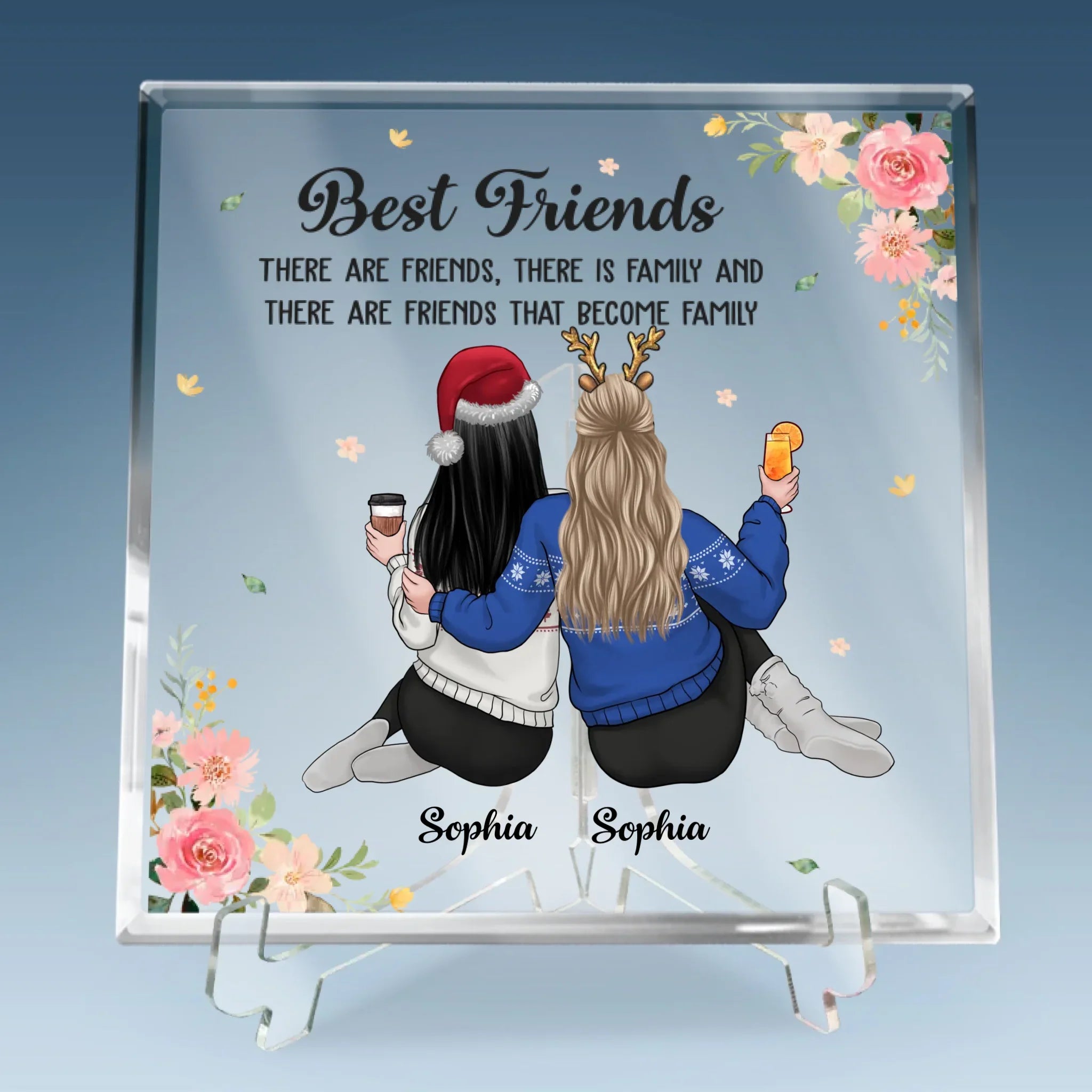 Friends Who Slay Together, Stay Together - Bestie Personalized Custom Square Shaped Acrylic Plaque - Christmas Gift For Best Friends, BFF, Sisters