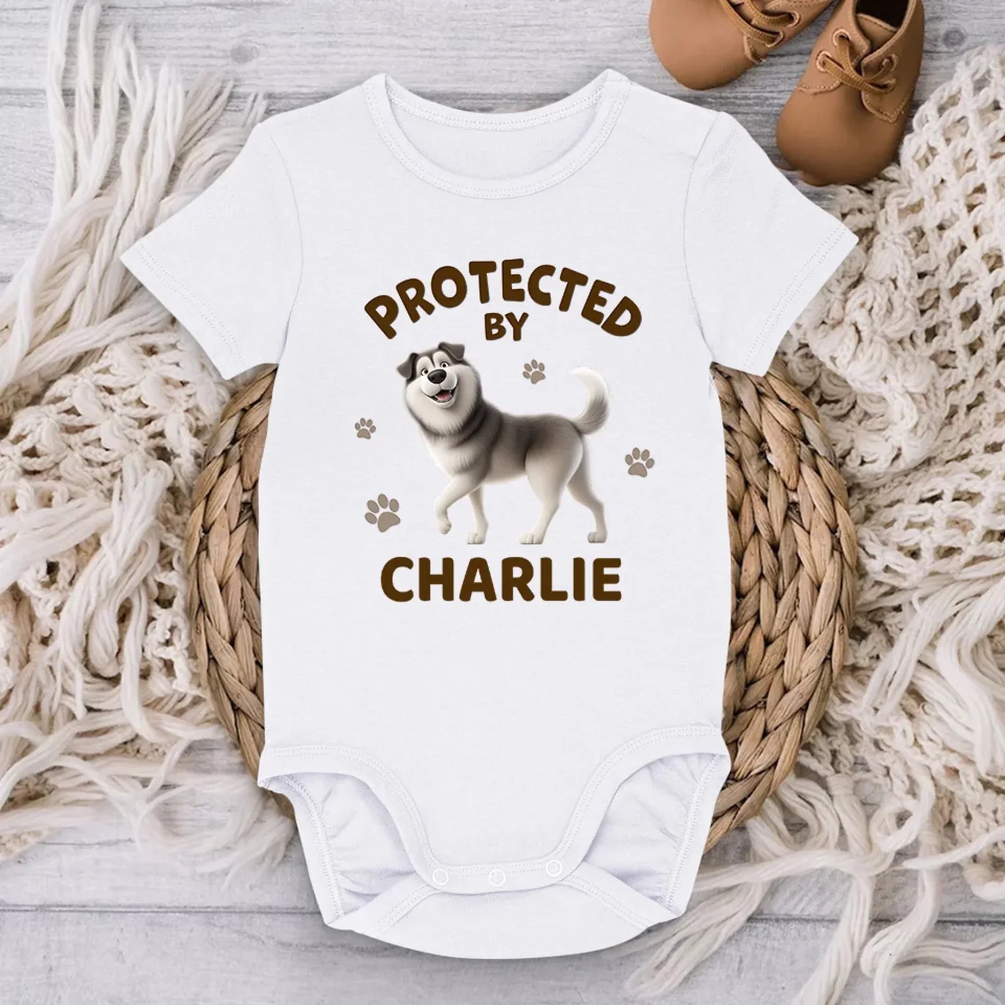 Furry Friends Make Life Brighter - Dog Personalized Custom Baby Onesie - Baby Shower Gift, Gift For Pet Owners, Pet Lovers
