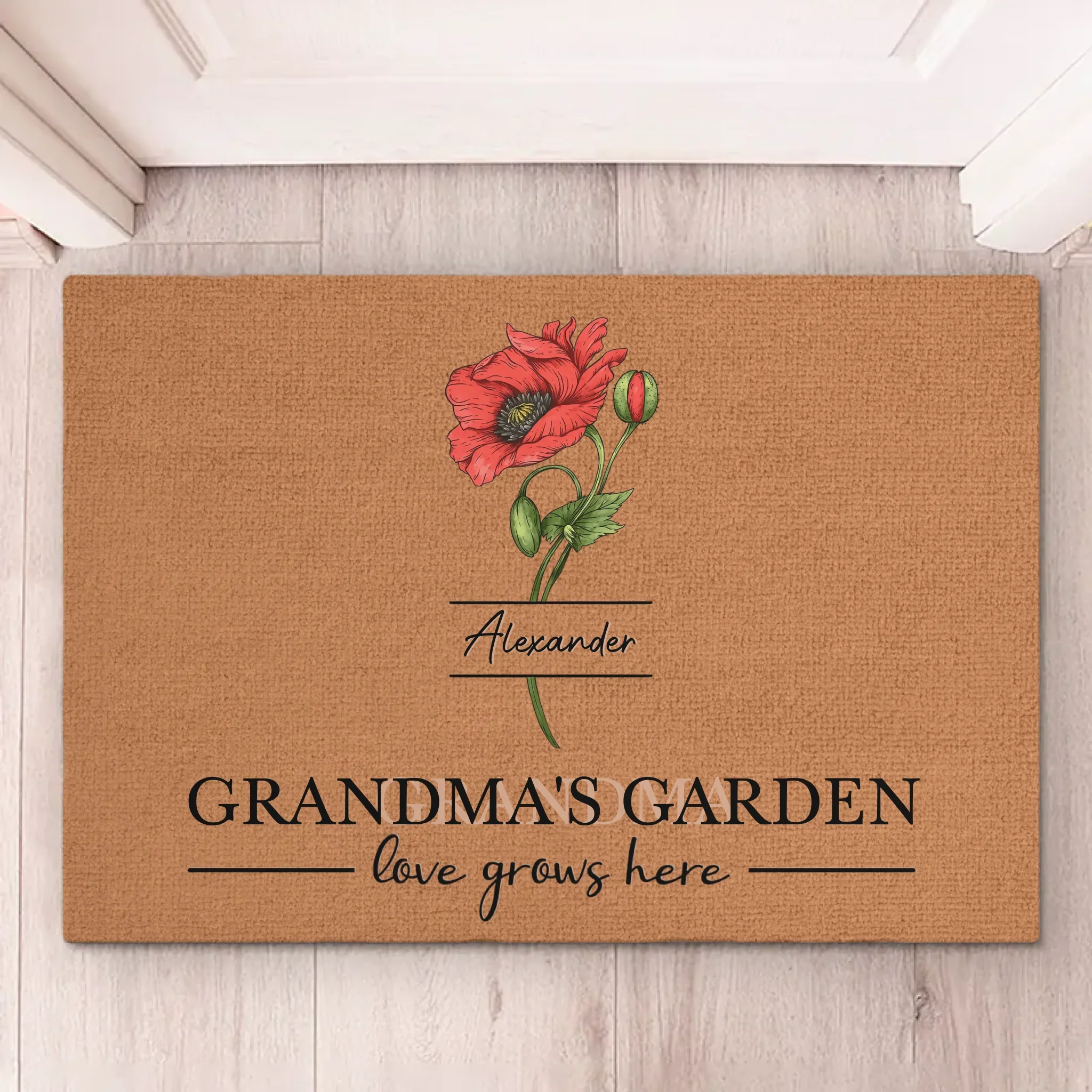 Love Grows Here - Family Personalized Custom Home Decor Decorative Mat - Christmas Gift, House Warming Gift For Grandma, Grandparents
