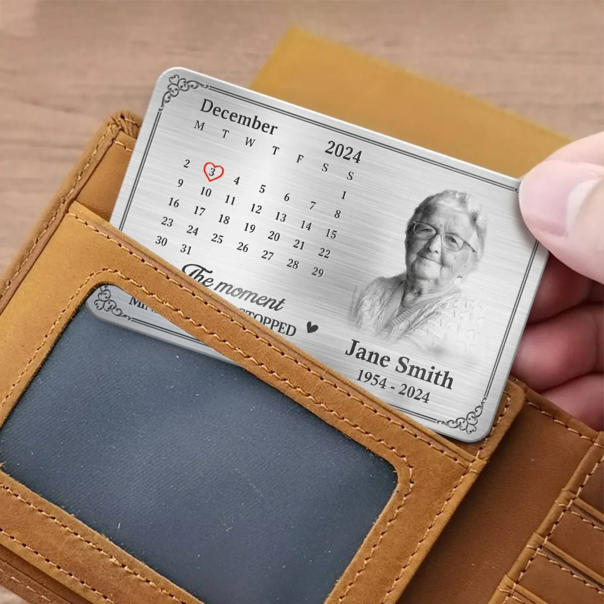 Custom Photo Always By Our Side, Even If Unseen - Memorial Personalized Custom Aluminum Wallet Card - Sympathy Gift For Family Members