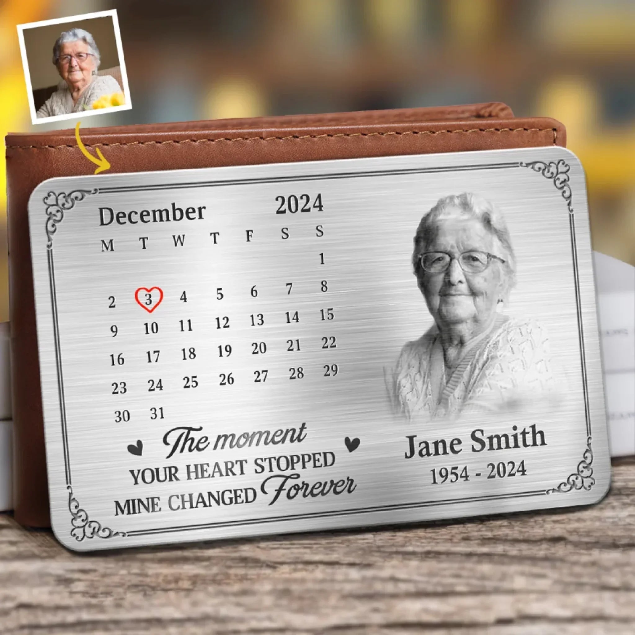 Custom Photo Always By Our Side, Even If Unseen - Memorial Personalized Custom Aluminum Wallet Card - Sympathy Gift For Family Members