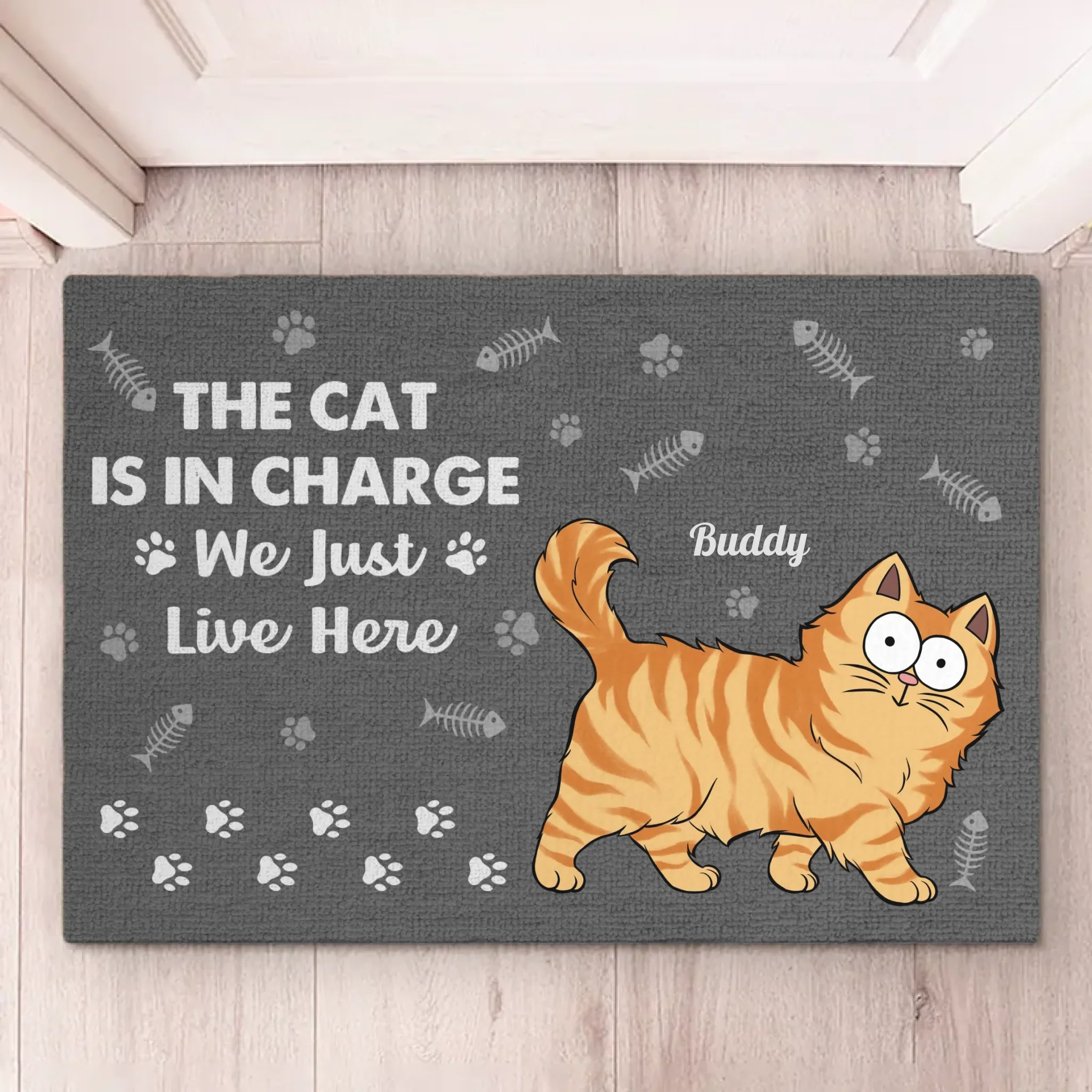 The Cats Are In Charge - Cat Personalized Custom Home Decor Decorative Mat - House Warming Gift For Pet Owners, Pet Lovers