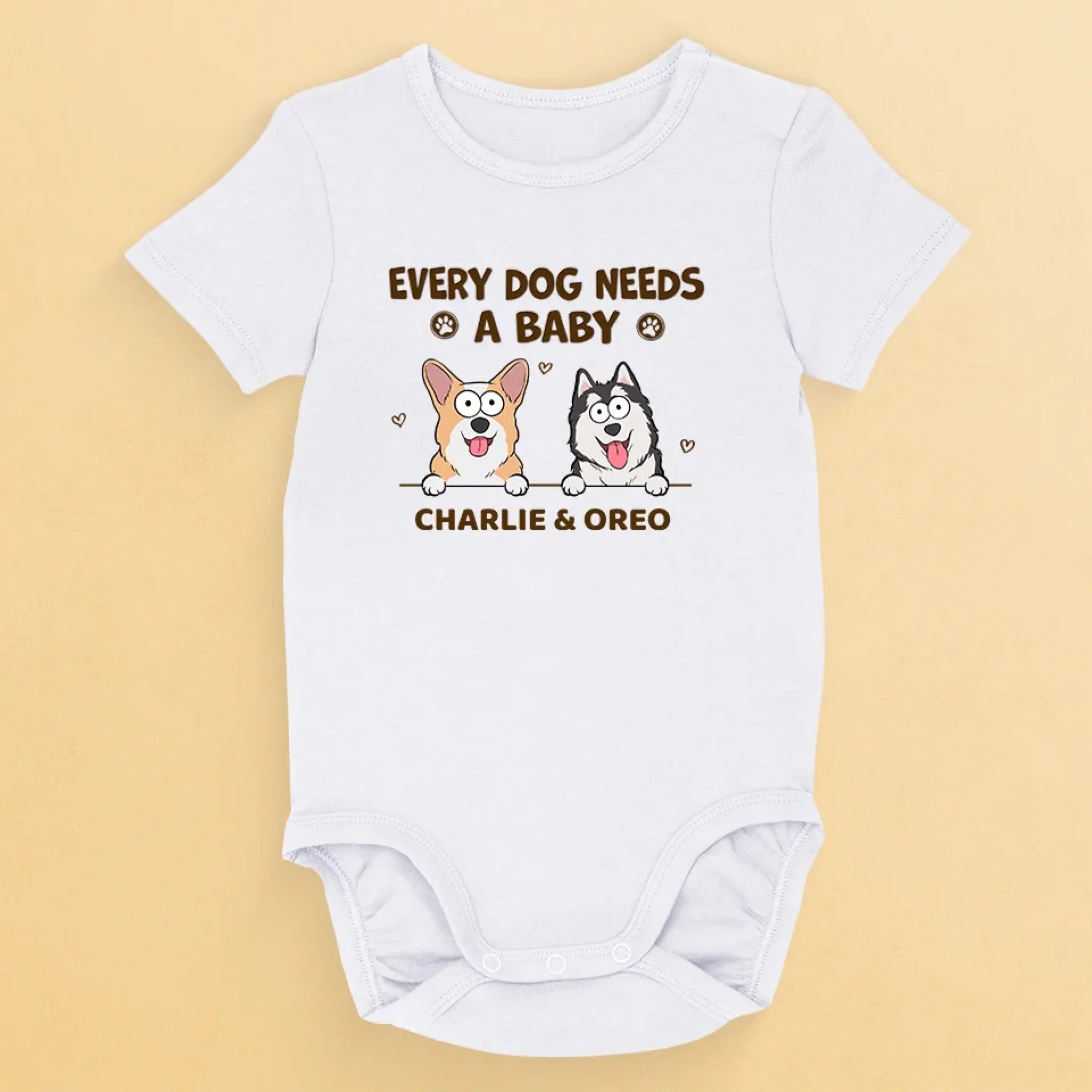 A Sweet Way To Celebrate Your Baby And Furry Friend - Dog Personalized Custom Baby Onesie - Baby Shower Gift, Gift For Pet Owners, Pet Lovers