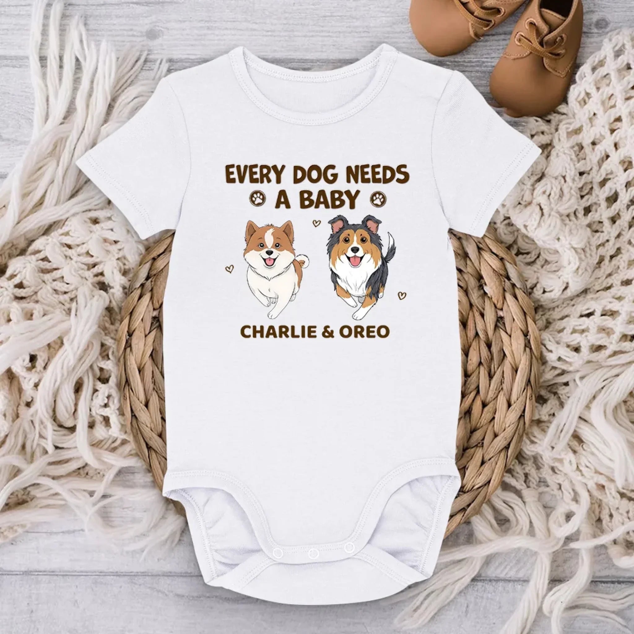 Because Home Is Always Better With A Paw Friend - Dog Personalized Custom Baby Onesie - Baby Shower Gift, Gift For Pet Owners, Pet Lovers