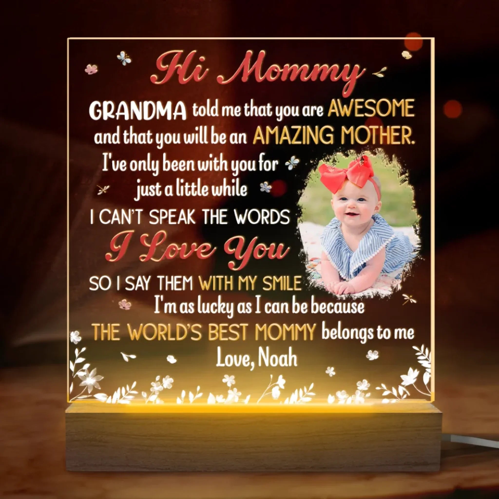Custom Photo I Can Hear You Say You Love Me - Family Personalized Custom Shaped 3D LED Light - Mother's Day, Baby Shower Gift, Gift For First Mom