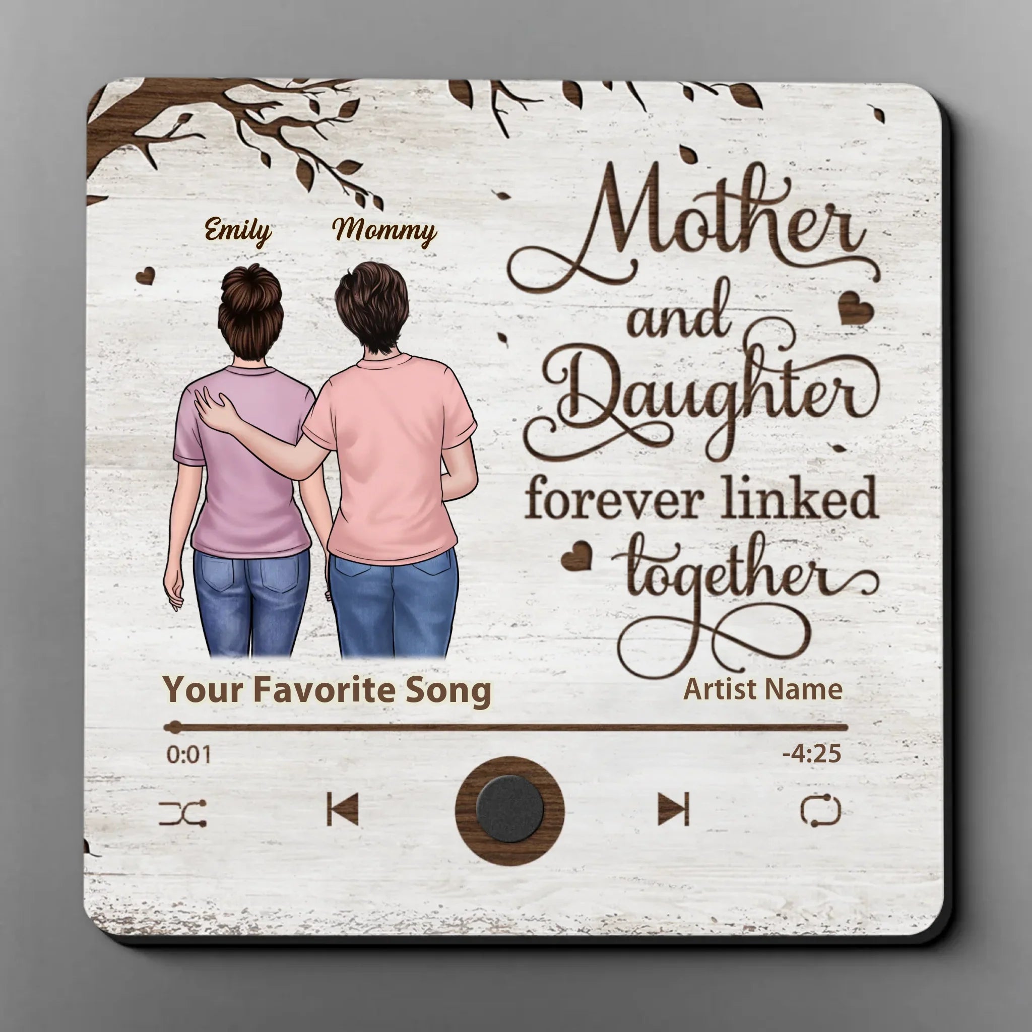 Always Linked By Love And Care - Family Personalized Custom Music Fridge Magnet That Can Play Songs - Mother's Day Gift For Mom, Daughter