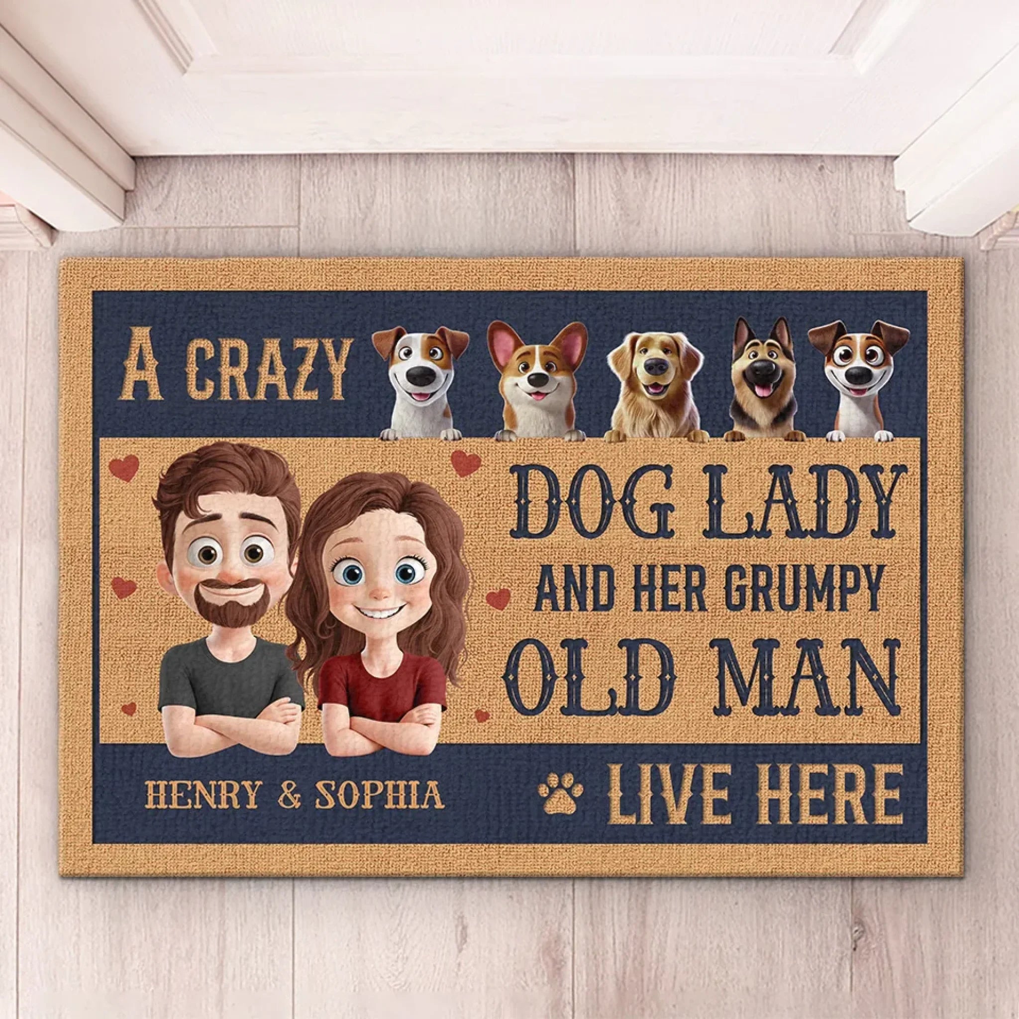 Forever Bonded By Love - Couple Personalized Custom Home Decor Decorative Mat - House Warming Gift For Husband Wife, Anniversary, Pet Owners, Pet Lovers