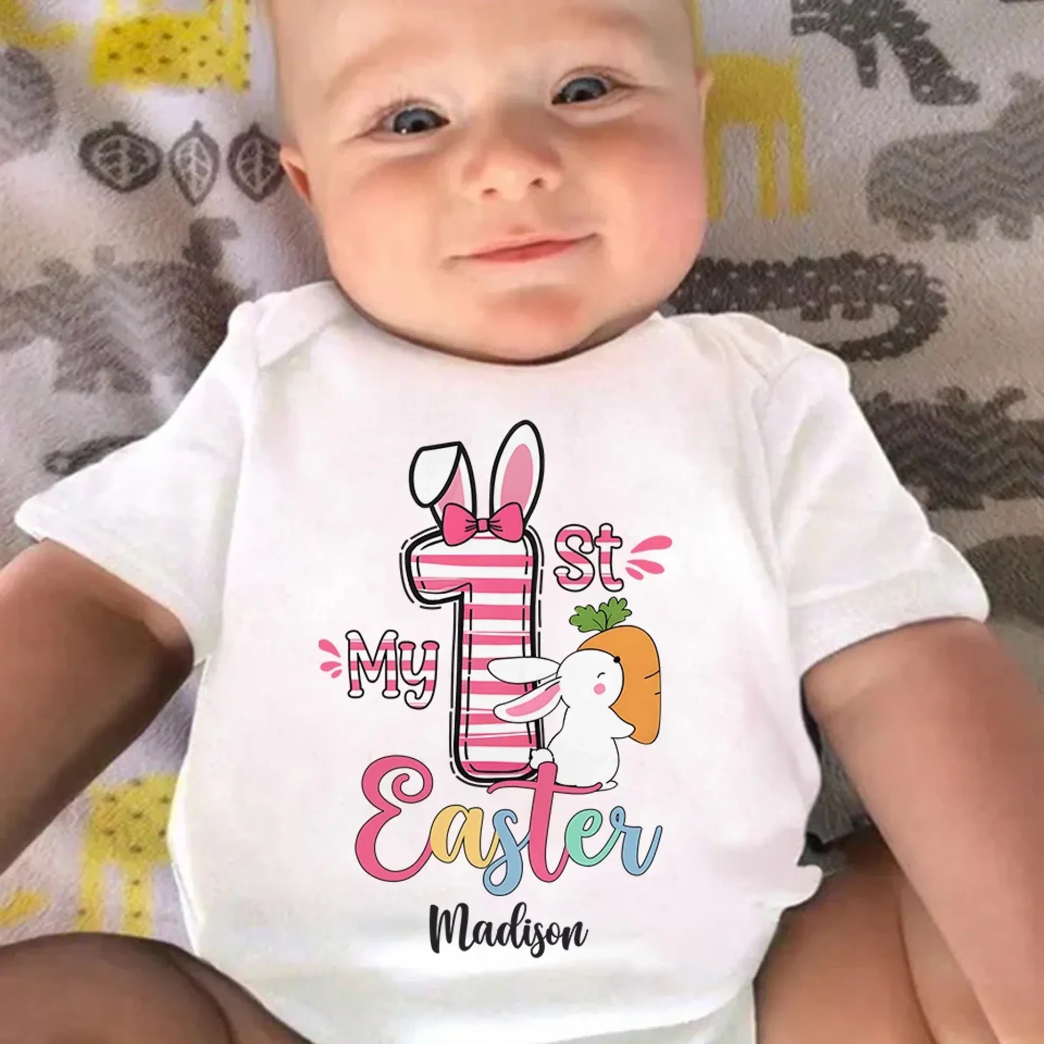 First Easter, Bunny Approved - Family Personalized Custom Baby Onesie - Easter Gift For Baby Kids, Newborn Baby