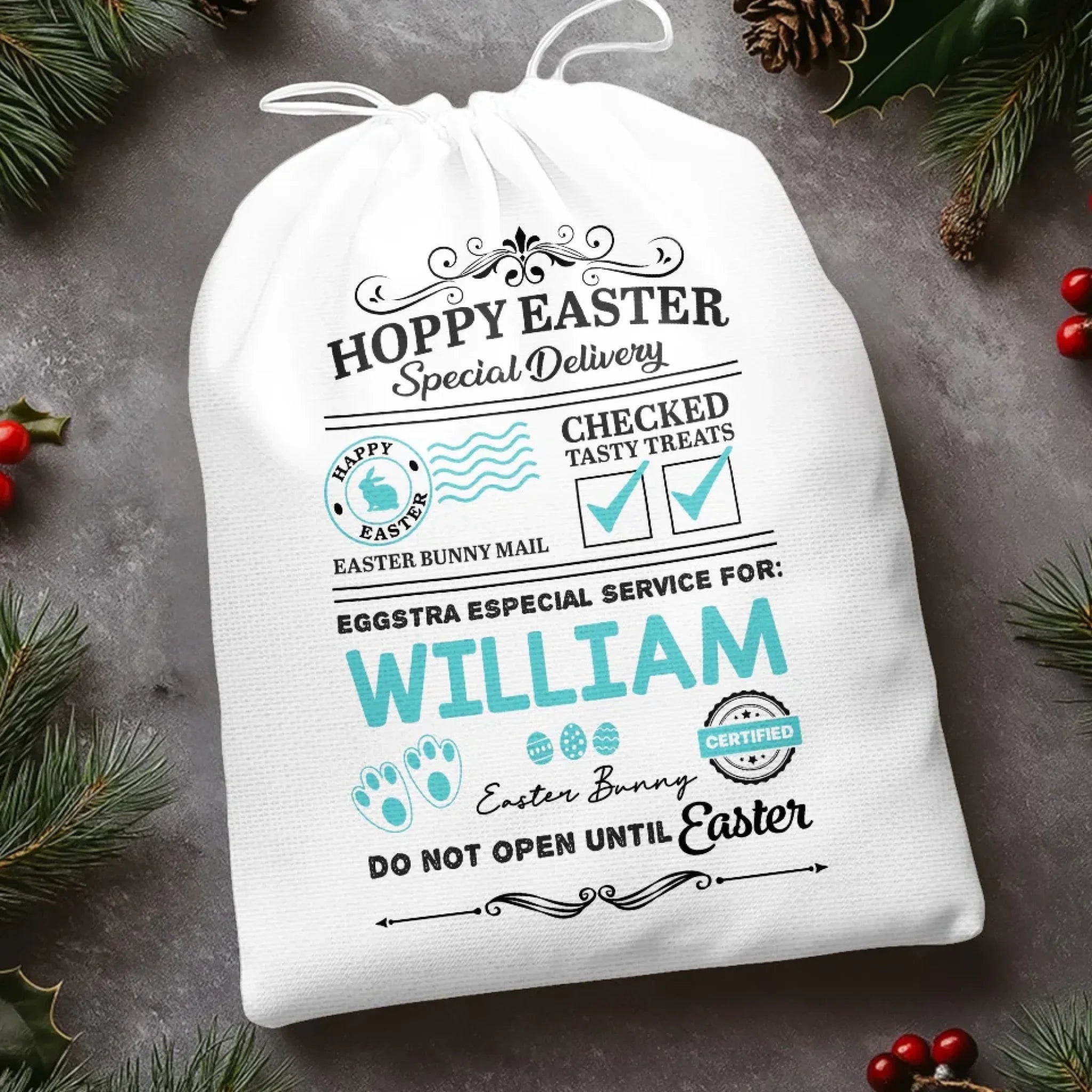 Easter Cheer, Just For You - Family Personalized Custom Favor Bag - Easter Gift For Family Members