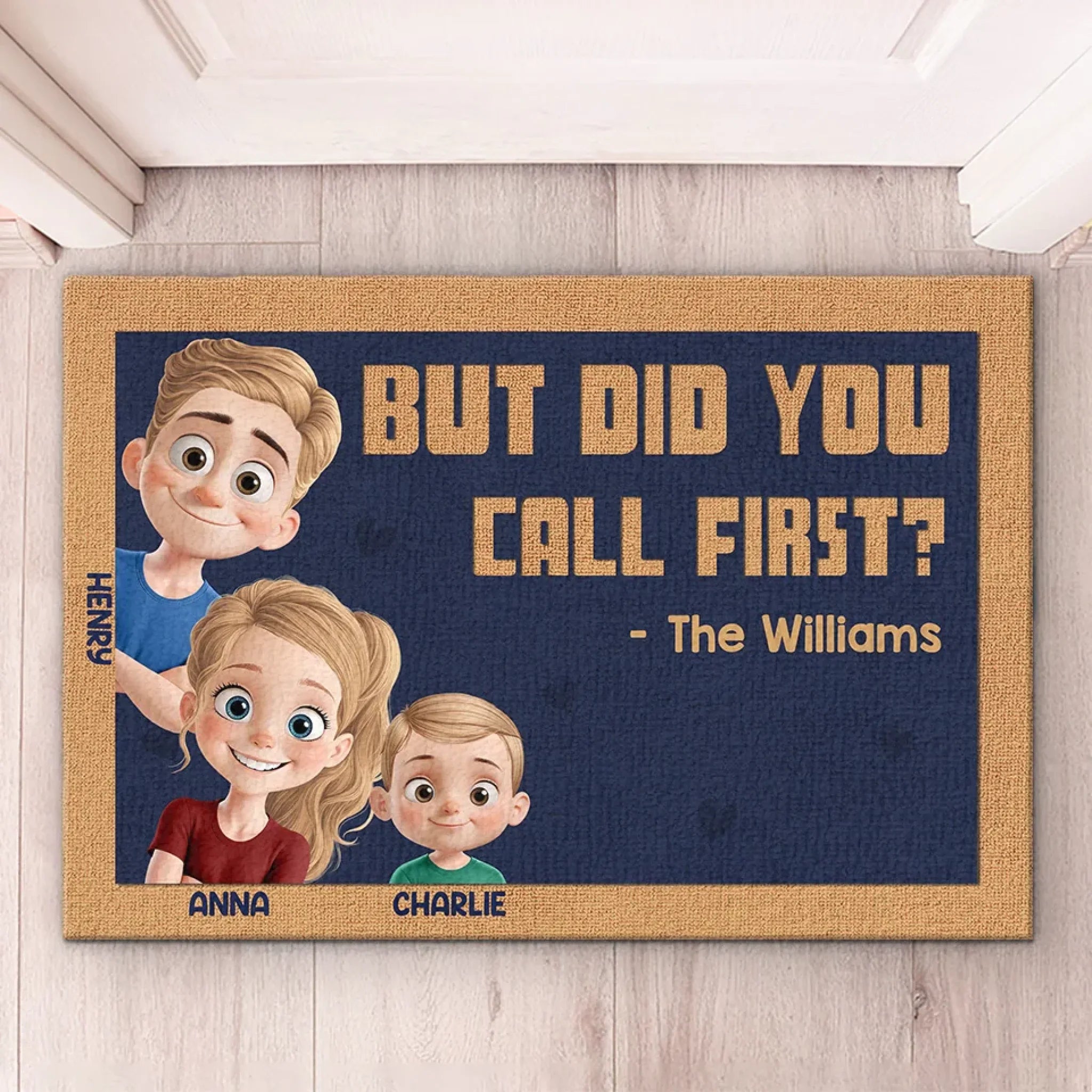 No Shoes Inside - Family Personalized Custom Home Decor Decorative Mat - House Warming Gift For Family Members