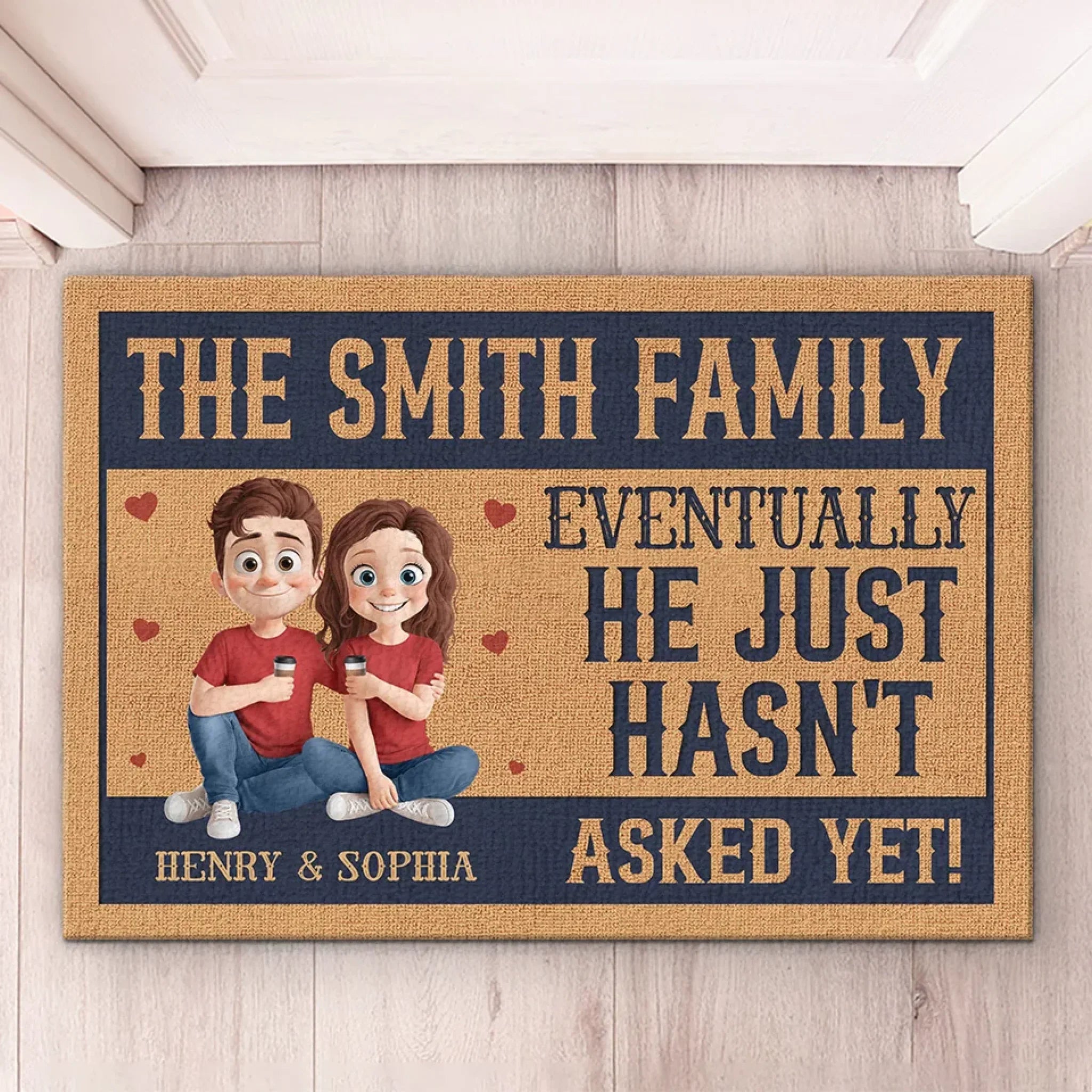 Love Is All Around - Couple Personalized Custom Home Decor Decorative Mat - House Warming Gift For Husband Wife, Anniversary