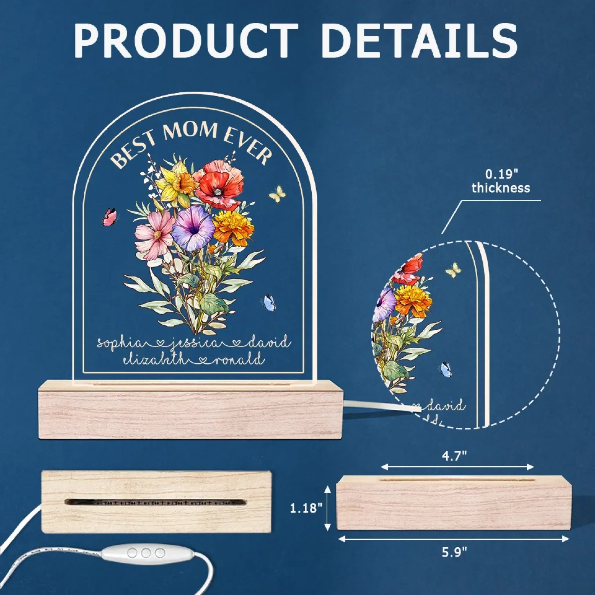 Mom We Love You - Family Personalized Custom Shaped 3D LED Light - Mother's Day, Gift For Mom