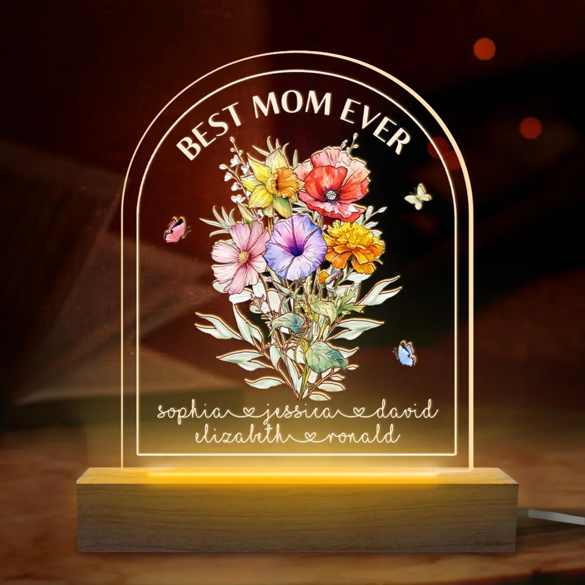 Mom We Love You - Family Personalized Custom Shaped 3D LED Light - Mother's Day, Gift For Mom