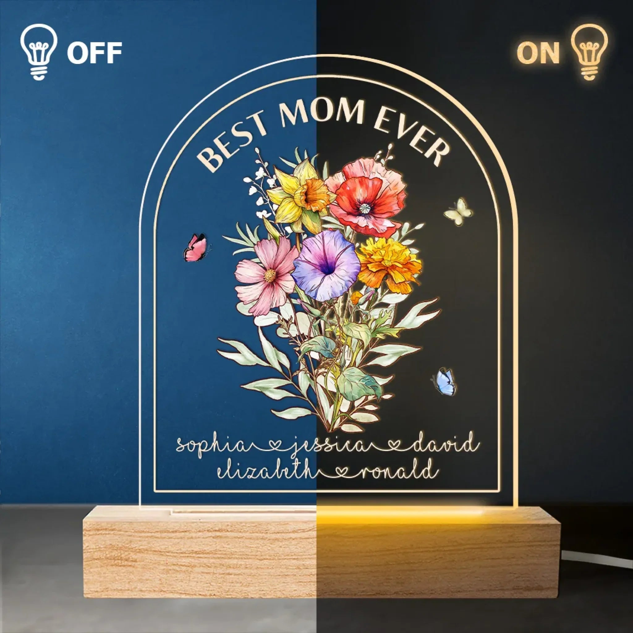 Mom We Love You - Family Personalized Custom Shaped 3D LED Light - Mother's Day, Gift For Mom