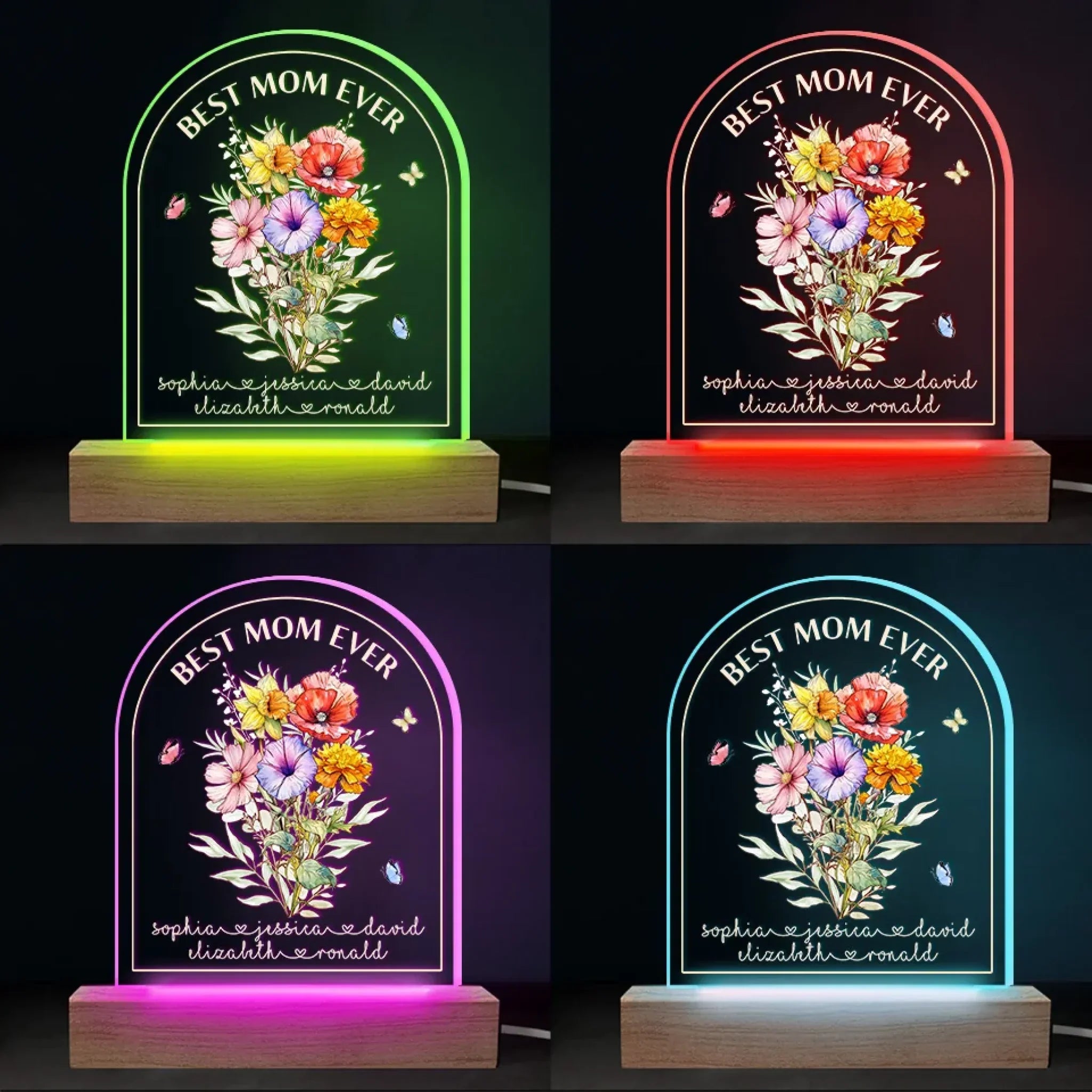 Mom We Love You - Family Personalized Custom Shaped 3D LED Light - Mother's Day, Gift For Mom