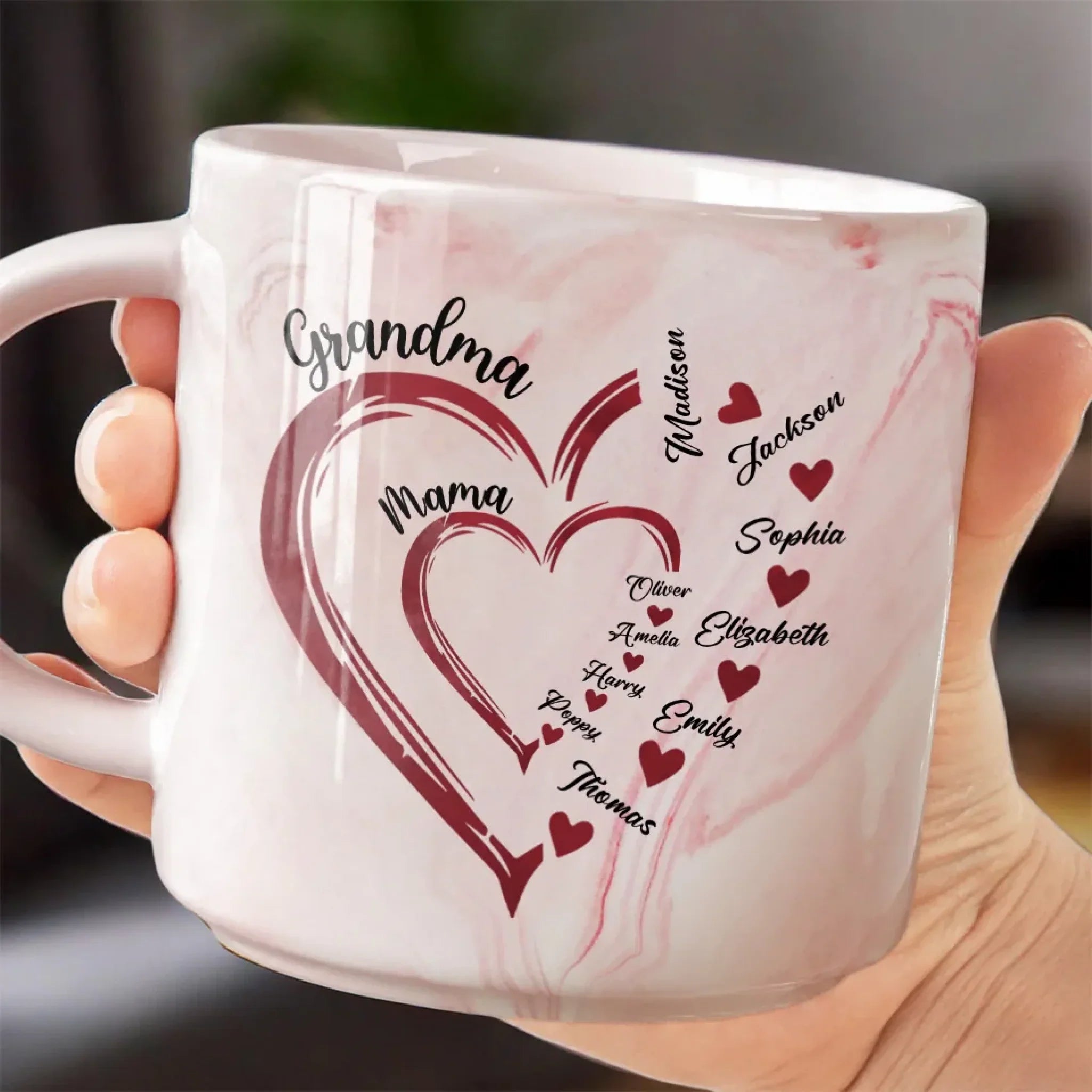 A Mother's Love Knows No Bounds - Family Personalized Custom Marble Mug - Mother's Day, Gift For Mom, Grandma