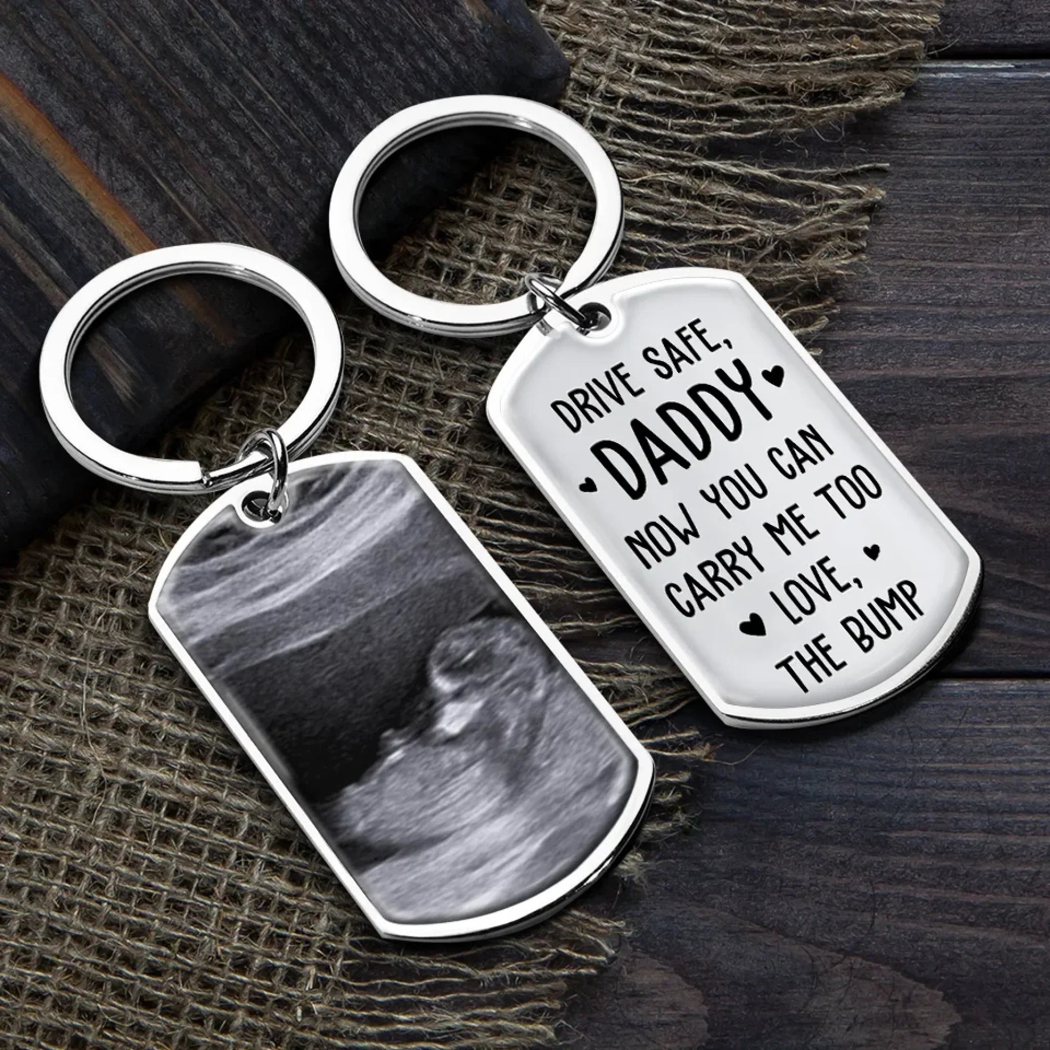 Custom Photo Now You Can Carry Me Too - Family Personalized Custom Keychain - Gift For Family Members, Baby Shower Gift