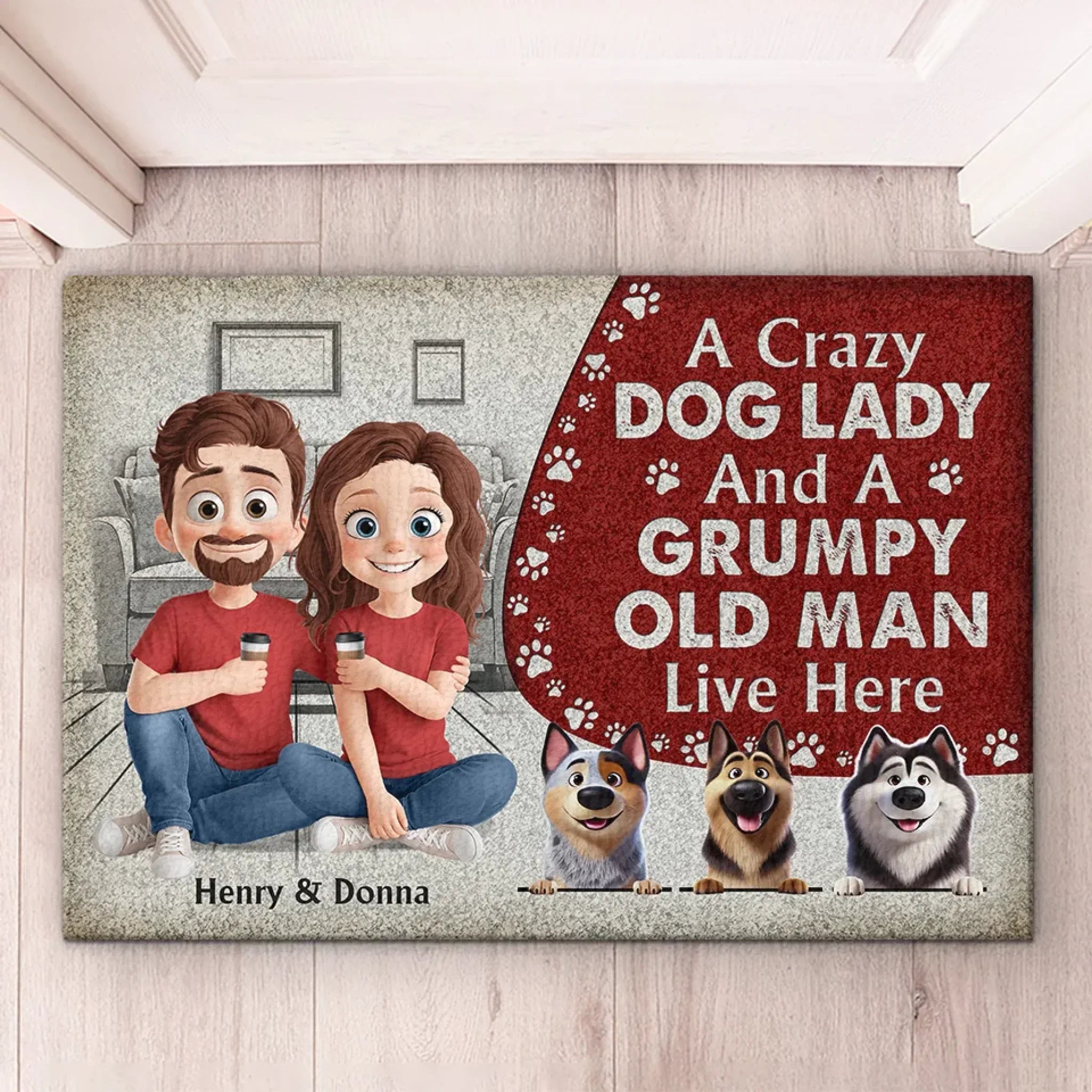 Messy Paws, Happy Hearts - Dog Personalized Custom Home Decor Decorative Mat - House Warming Gift For Pet Owners, Pet Lovers
