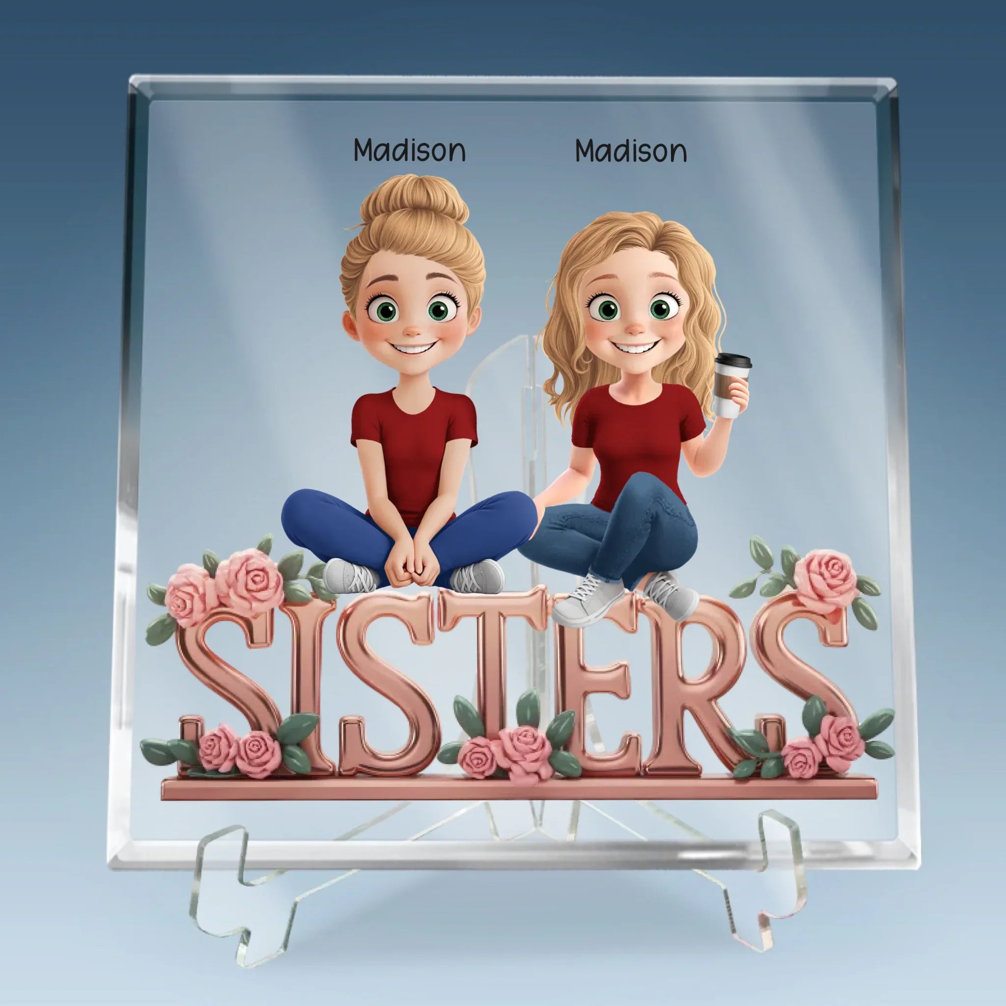 Real Queens Fix Each Other’s Crowns - Bestie Personalized Custom Square Shaped Acrylic Plaque - Gift For Best Friends, BFF, Sisters