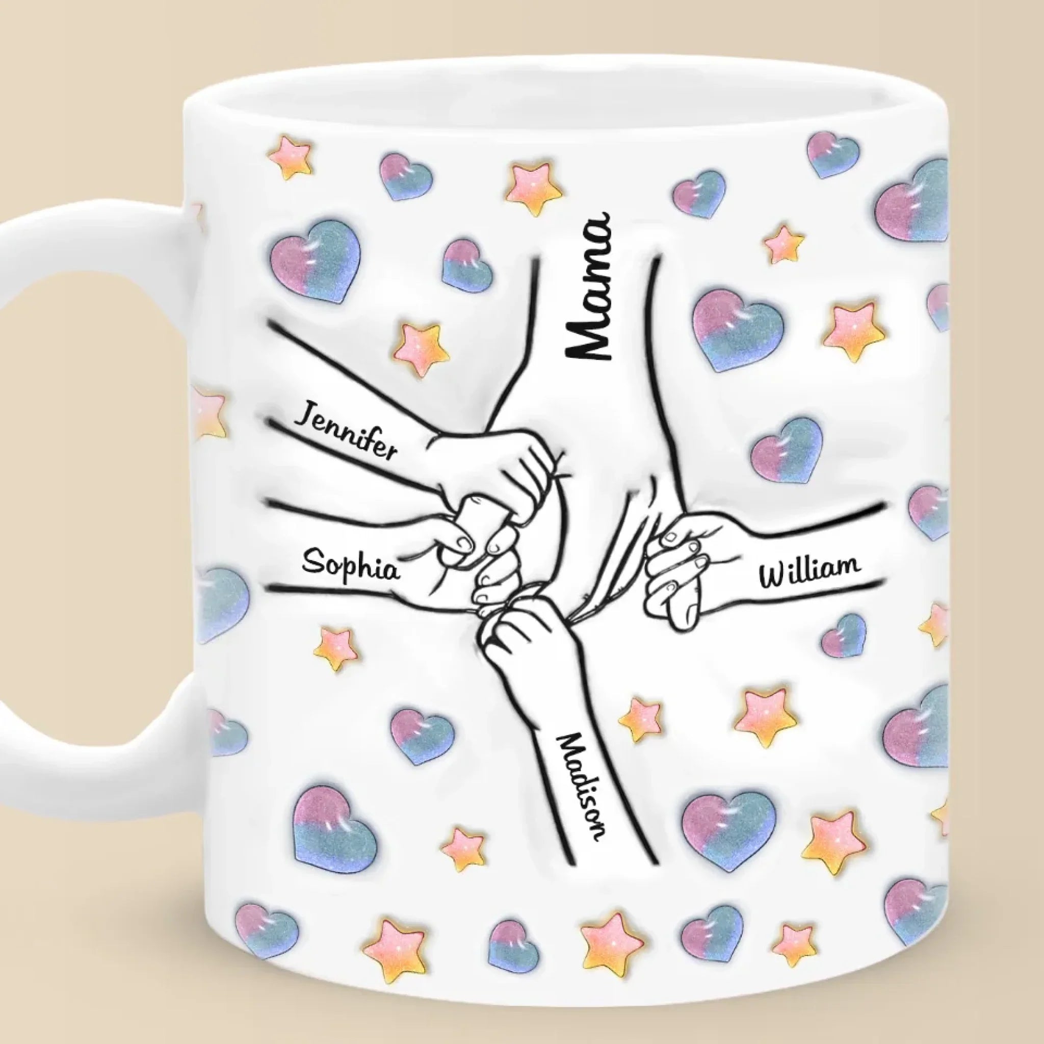 Holding Mama’s Love Forever - Family Personalized Custom 3D Inflated Effect Printed Mug - Mother's Day Gift For Mom, Grandma