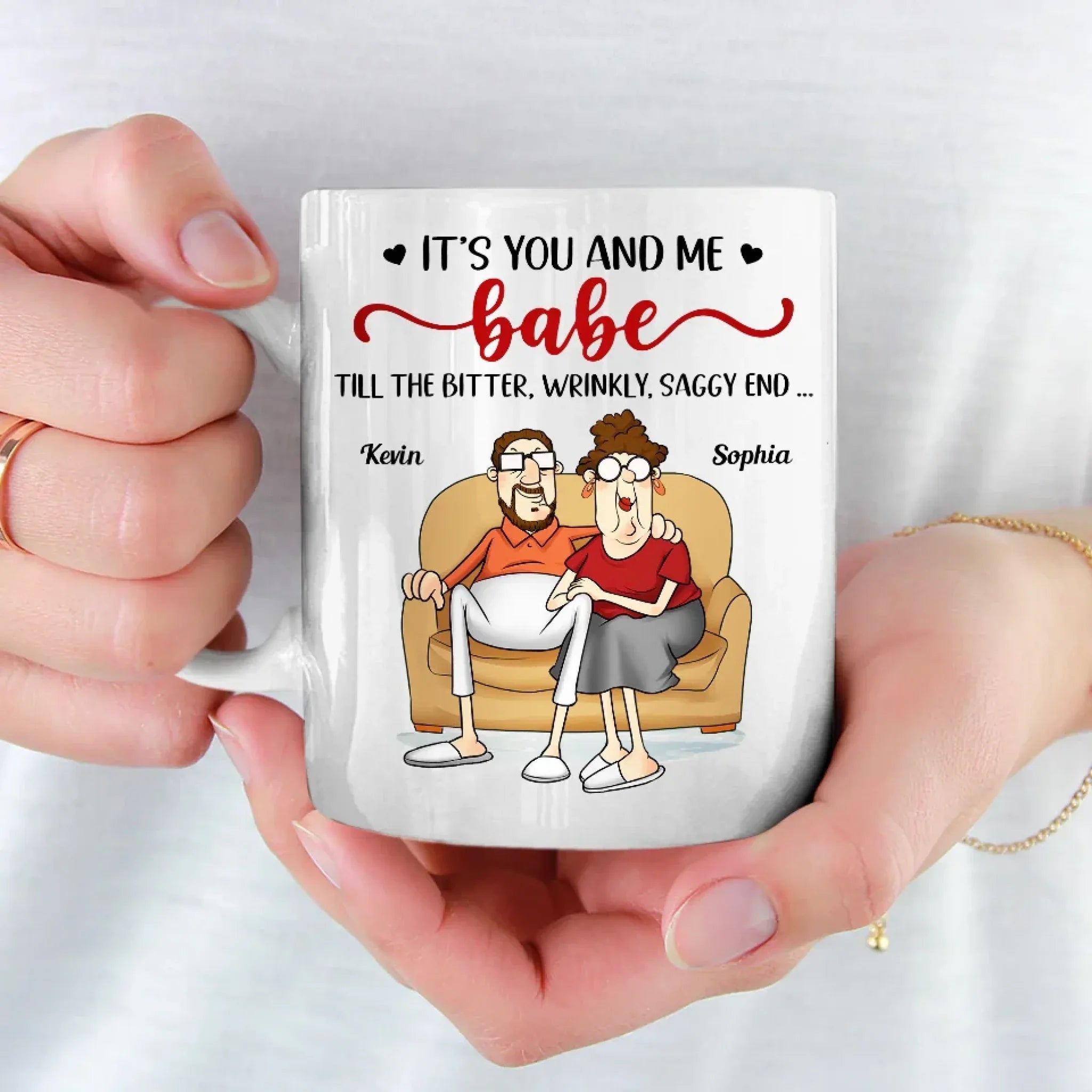 It's You And Me Till The Bitter End - Couple Personalized Custom Mug - Gift For Husband Wife, Anniversary