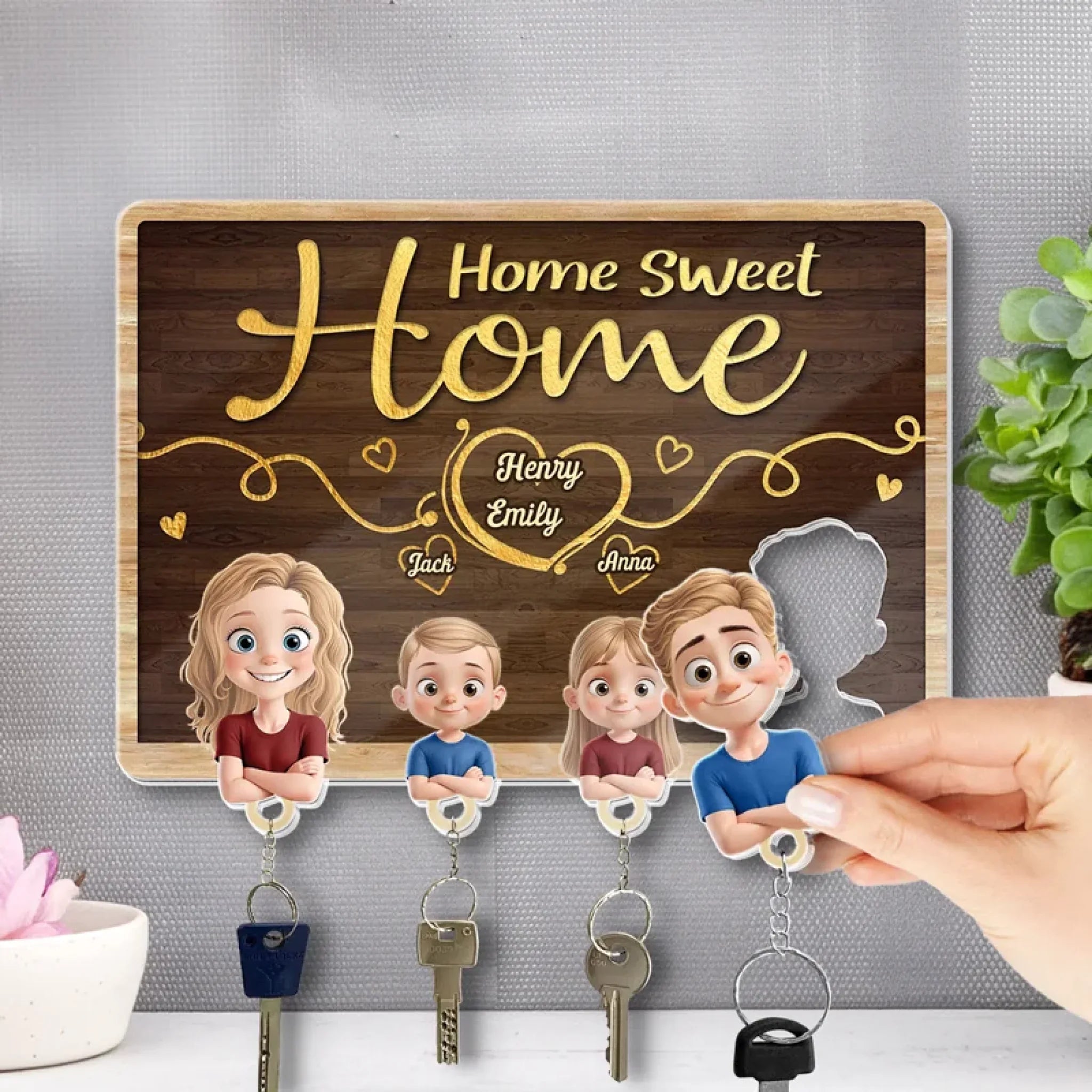 The Key To A Tidy And Welcoming Home - Family Personalized Custom Acrylic Puzzle Key Holder - House Warming Gift For Family Members