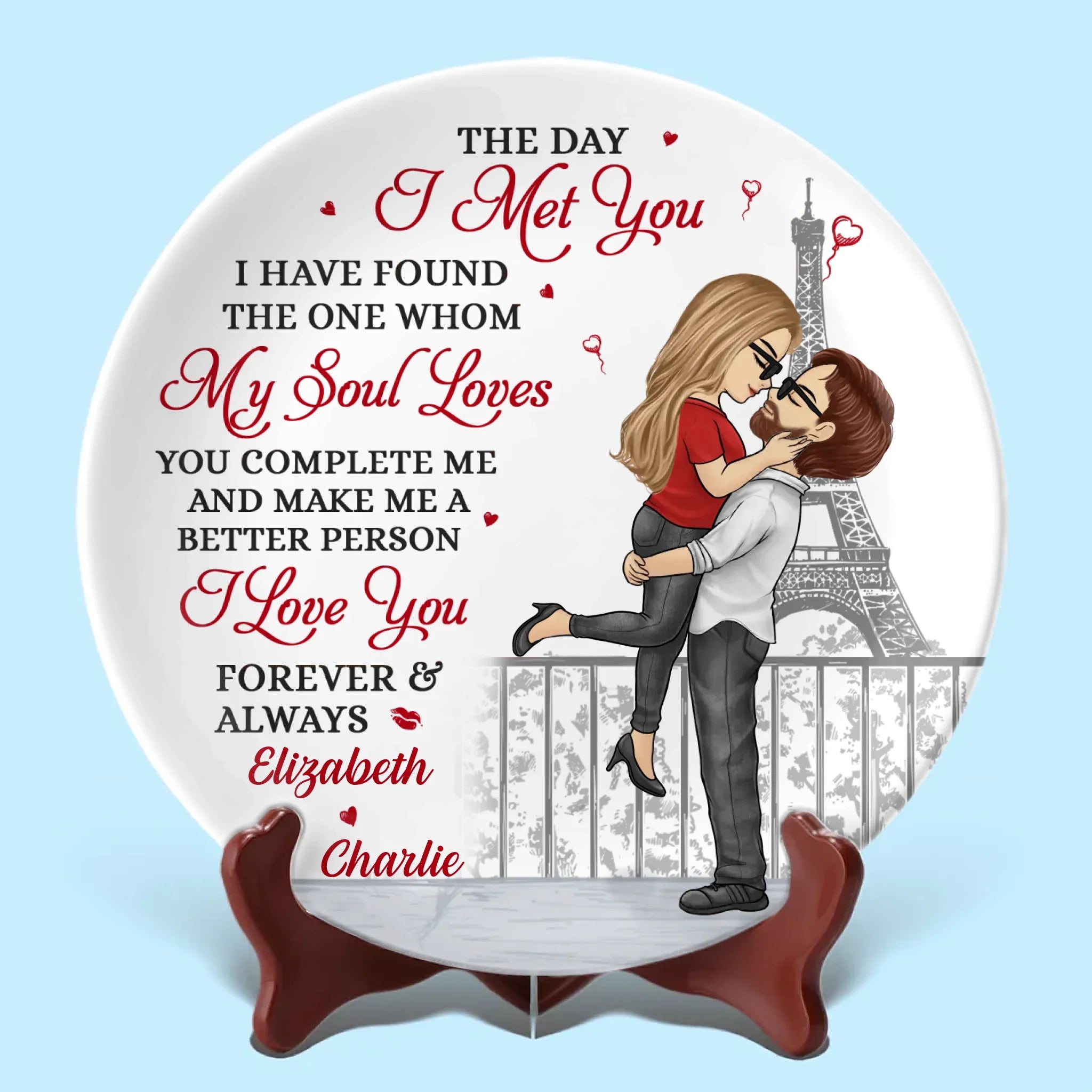 My Soulmate, My Forever - Couple Personalized Custom Ceramic Plate - Gift For Husband Wife, Anniversary, LGBTQ+