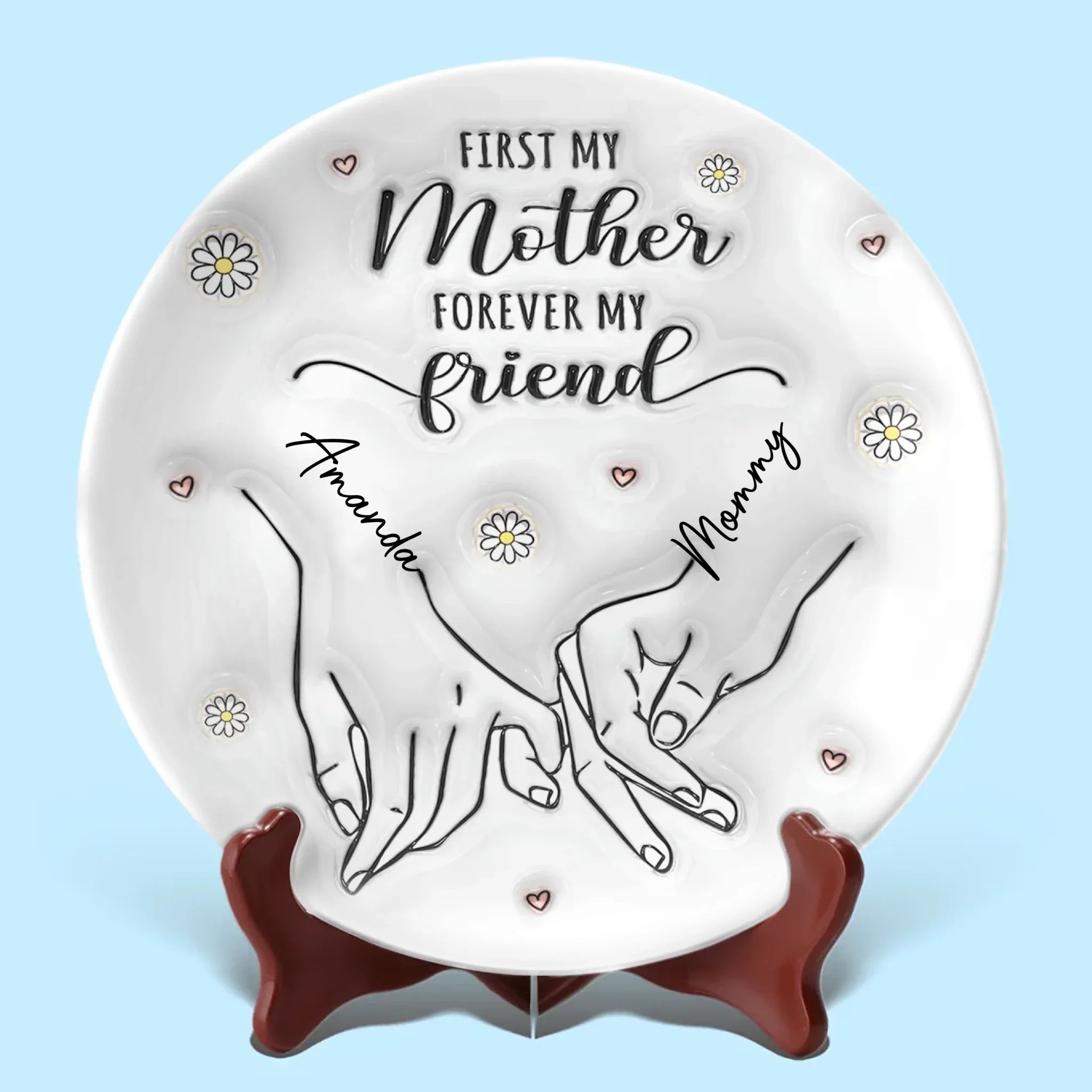 A Mother's Love Shines Bright - Family Personalized Custom 3D Inflated Effect Printed Ceramic Plate - Mother's Day, Gift For Mom, Daughter