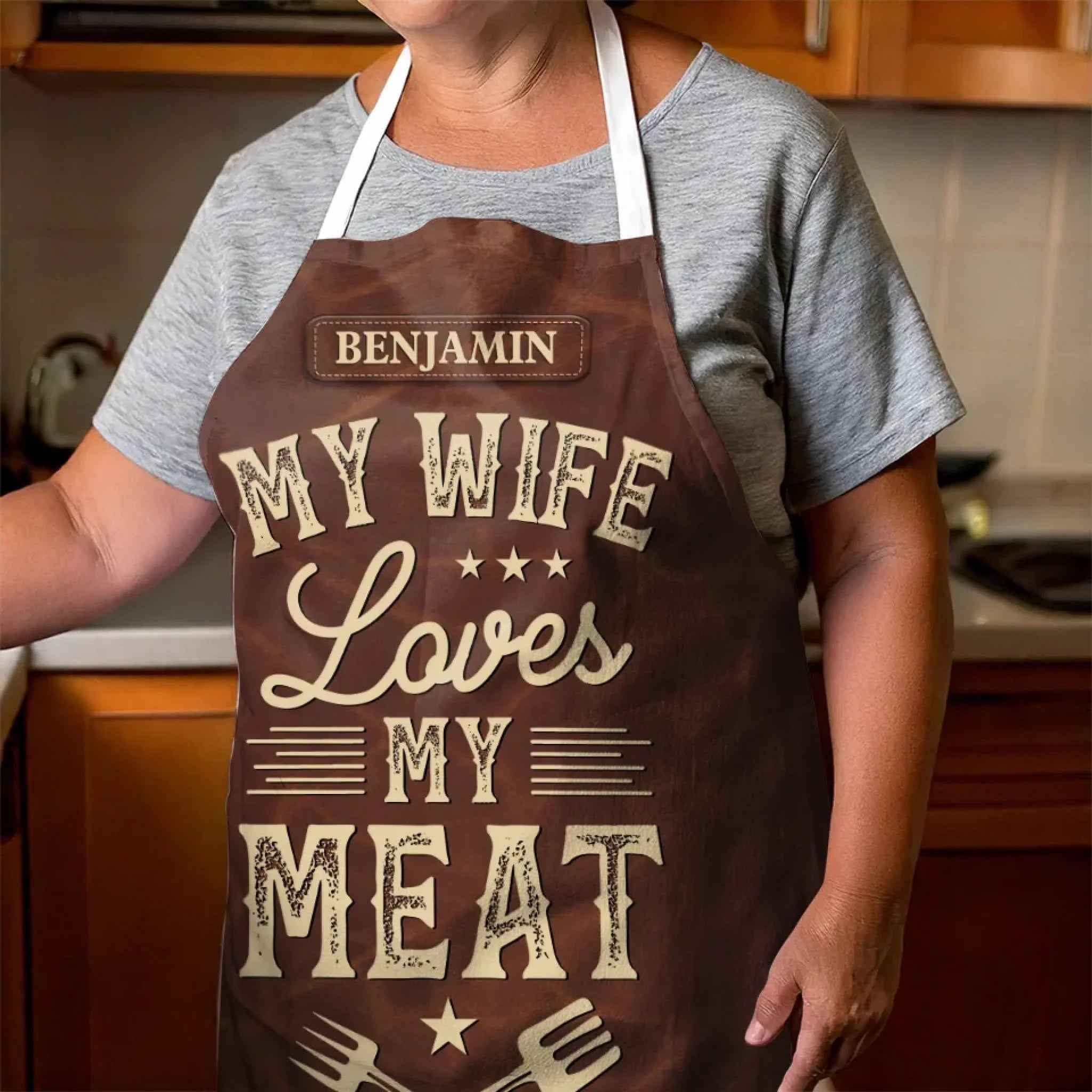 Love On The Grill - Couple Personalized Custom Apron - Gift For Husband Wife, Anniversary