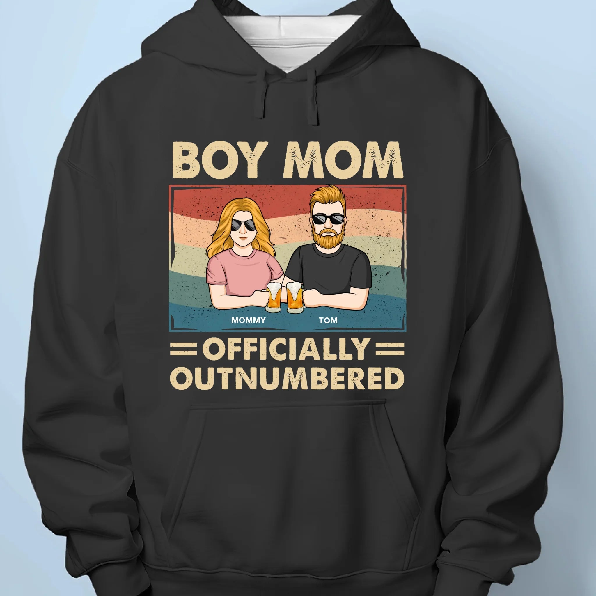 Boy Mom Officially Outnumbered - Family Personalized Custom Unisex T-shirt, Premium T-shirt, Hoodie - Mother's Day Gift For Mom, Son