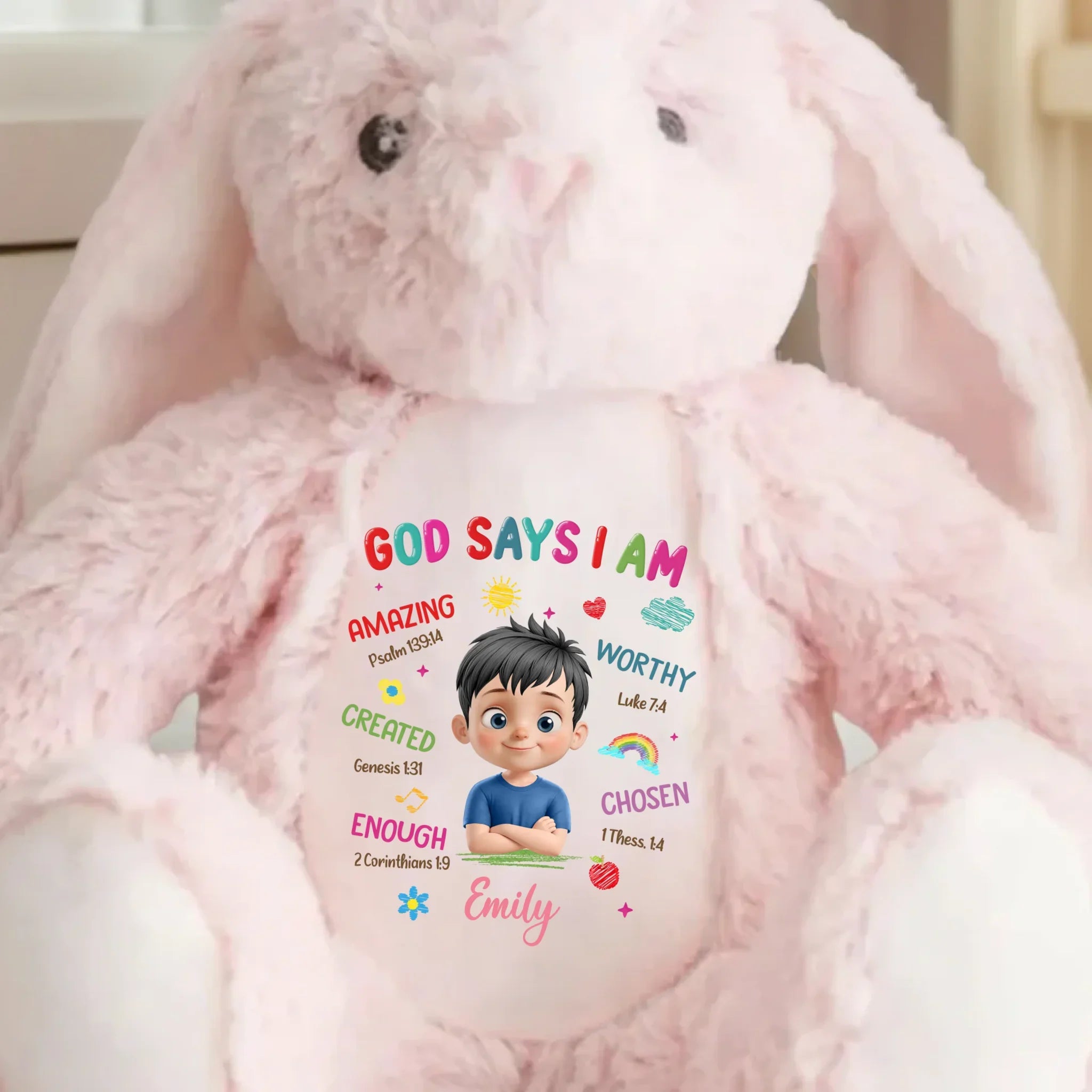 Chosen To Shine, Filled With Love - Family Personalized Custom Easter Bunny Plush - Gift For Family Members